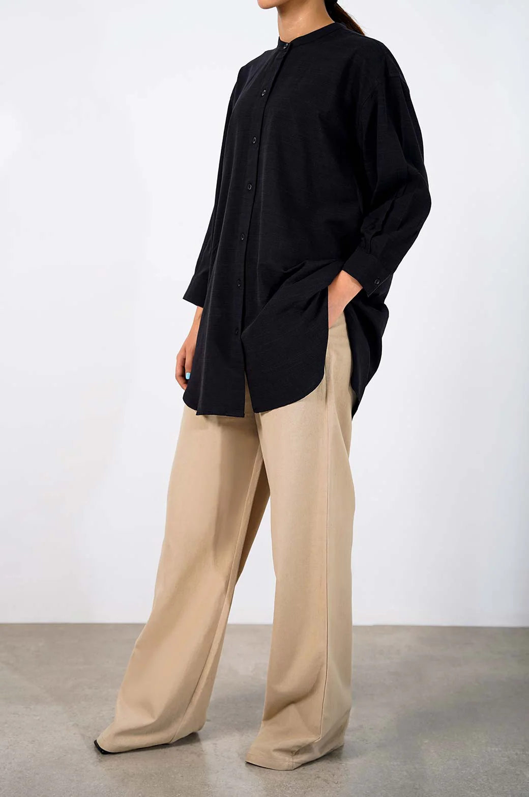 BAND COLLAR LONG SHIRT - Image 2