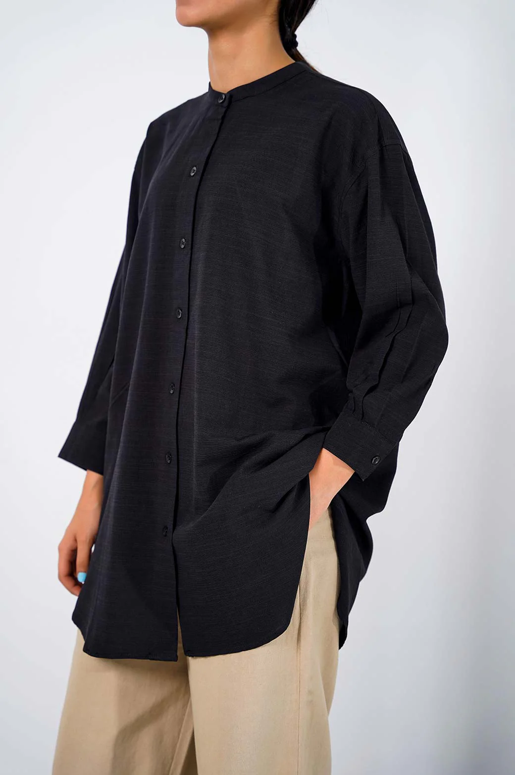 BAND COLLAR LONG SHIRT - Image 3
