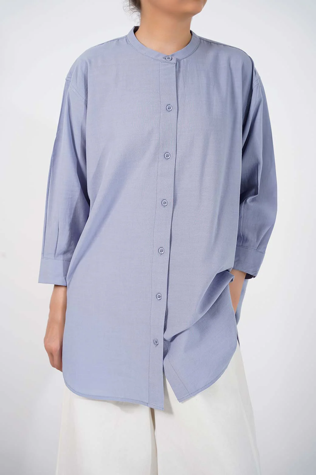 BAND COLLAR LONG SHIRT - Image 2