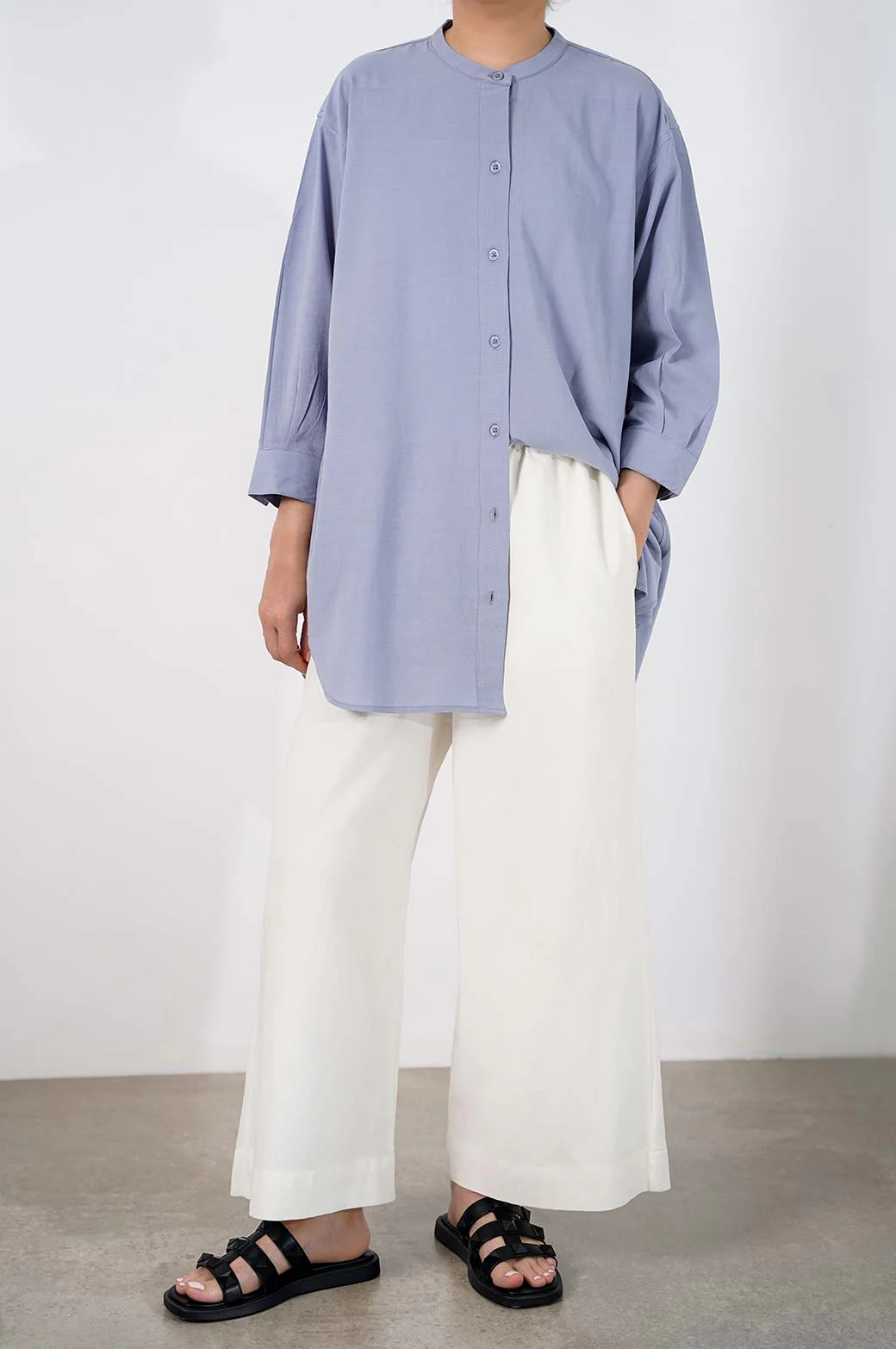 BAND COLLAR LONG SHIRT - Image 3