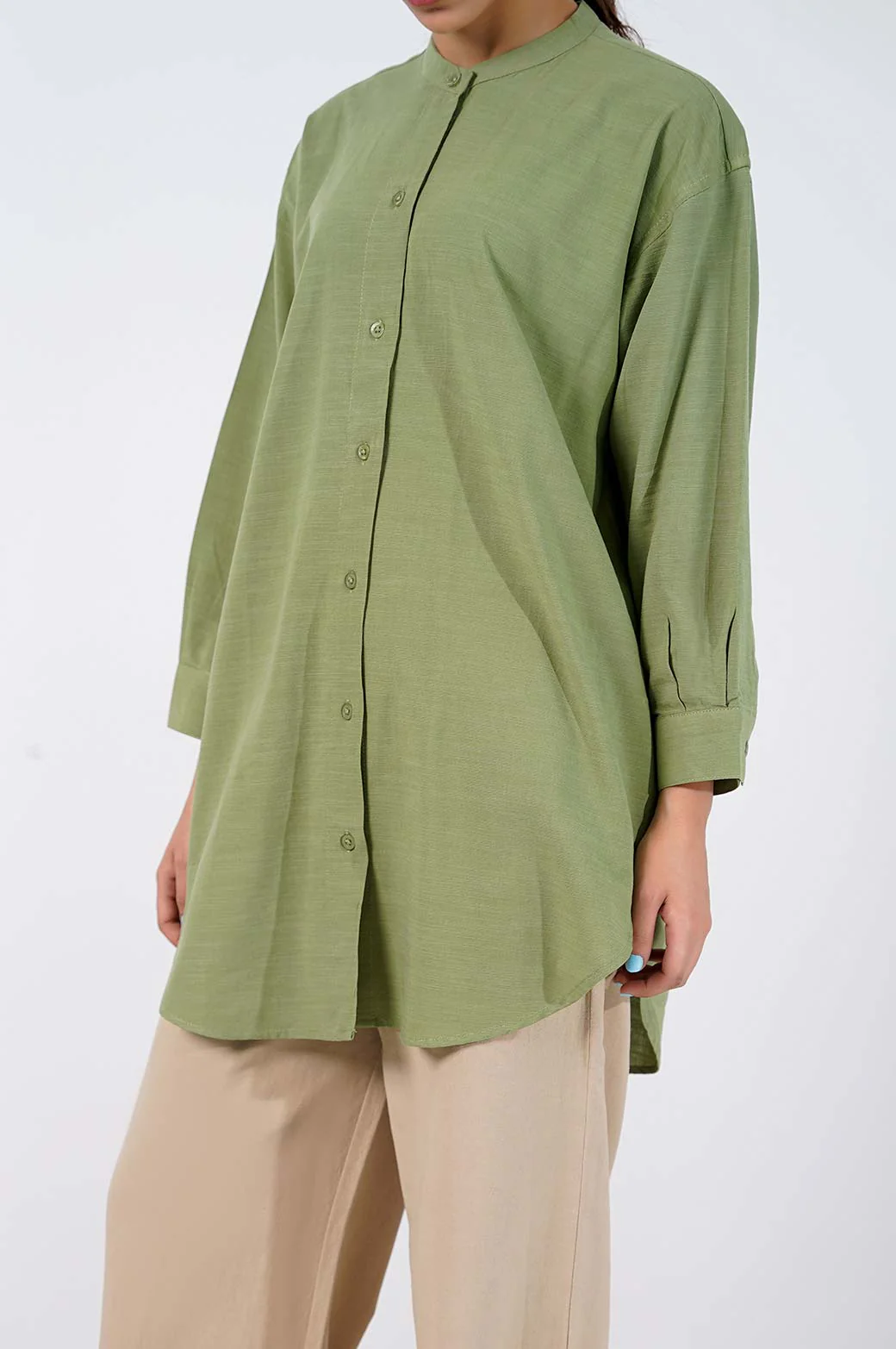 BAND COLLAR LONG SHIRT - Image 2