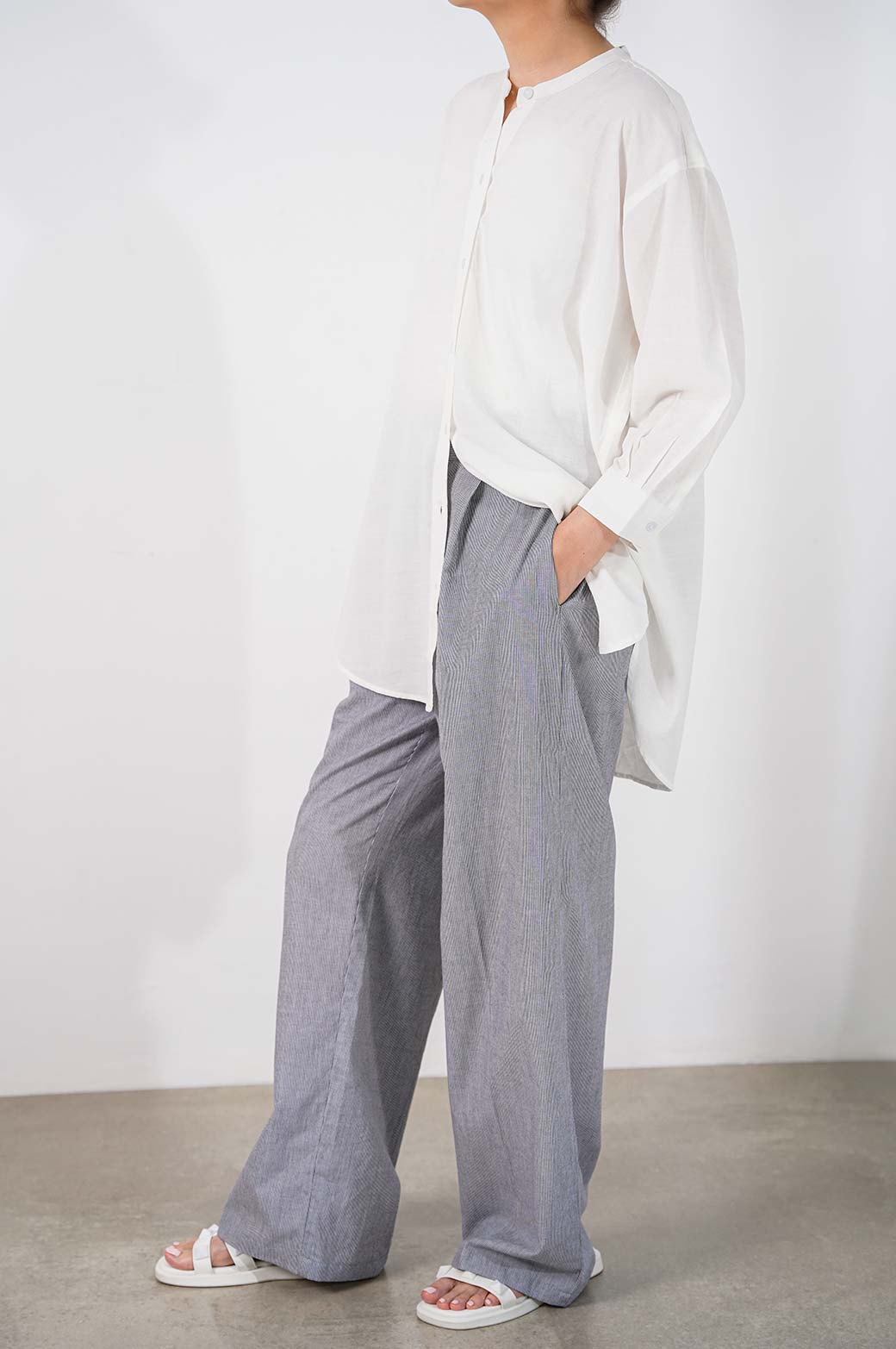 BAND COLLAR LONG SHIRT - Image 4