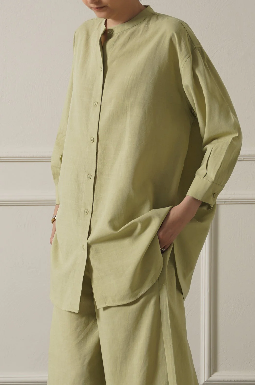 BAND COLLAR LONG SHIRT - Image 5