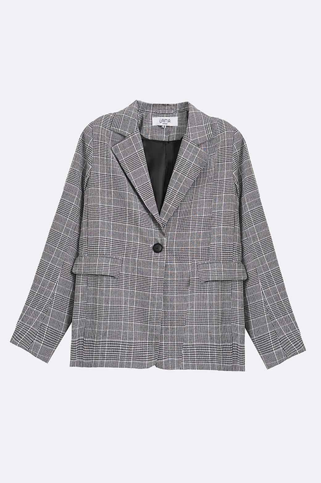 BASIC CHECKERED BLAZER - Image 5
