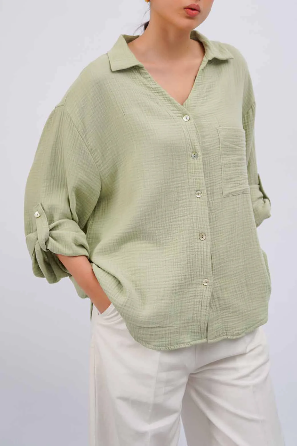BASIC MUSLIN BUTTON DOWN - Image 4