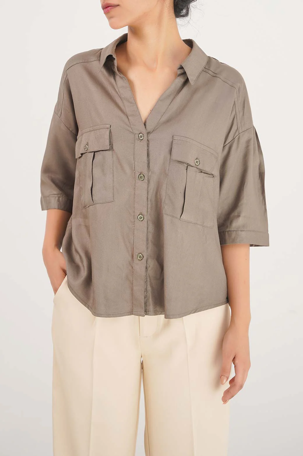 CROP BUTTON DOWN SHIRT - Image 2