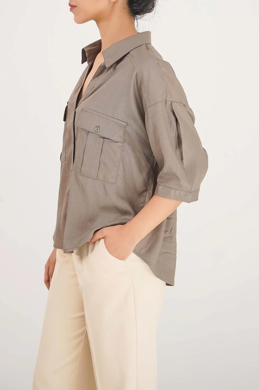 CROP BUTTON DOWN SHIRT - Image 3