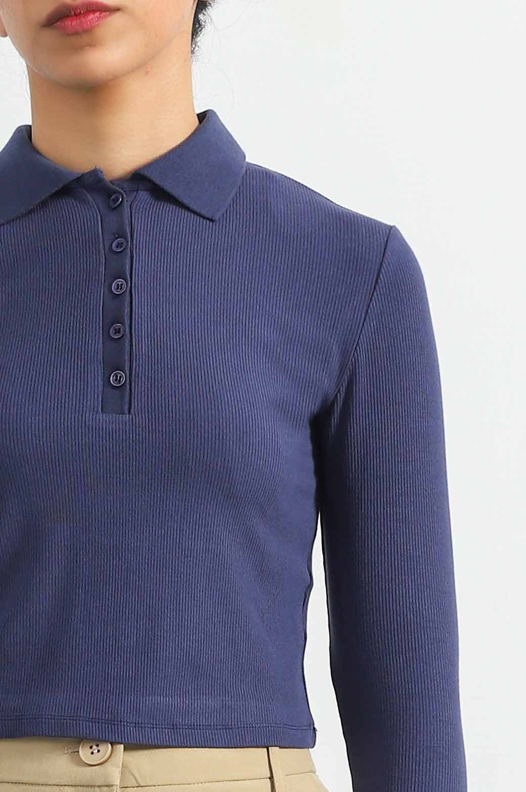 CROPPED COLLARED T-SHIRT - Image 3