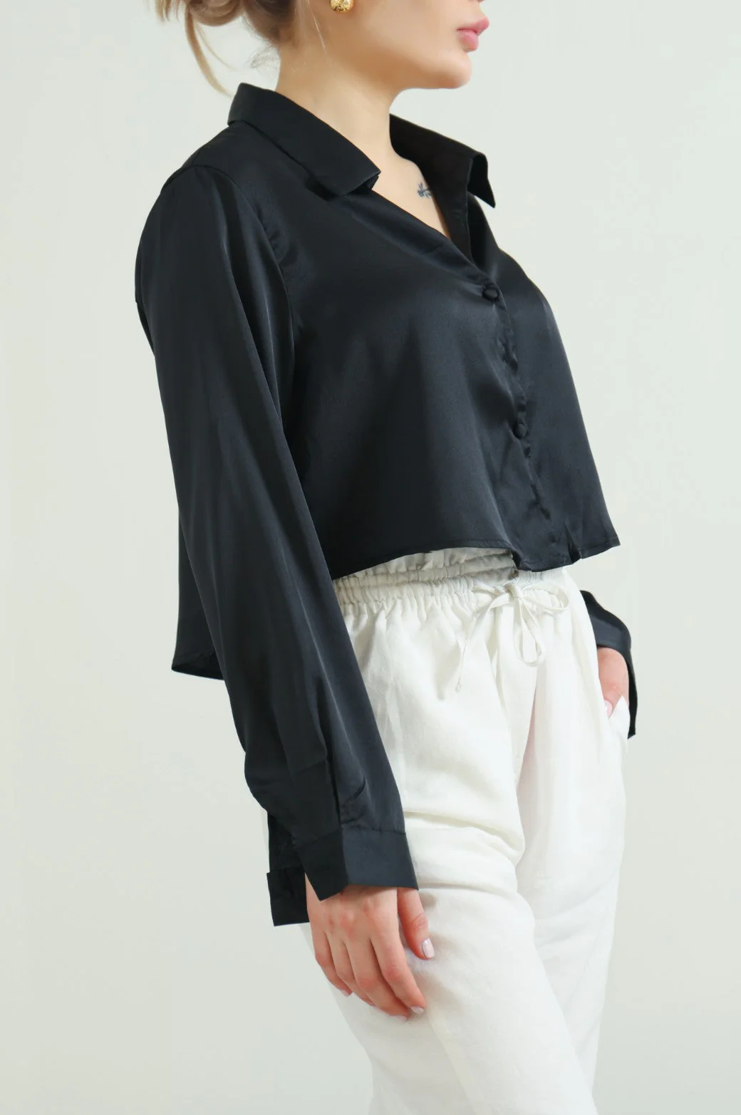 CROPPED SILK SHIRT - Image 4