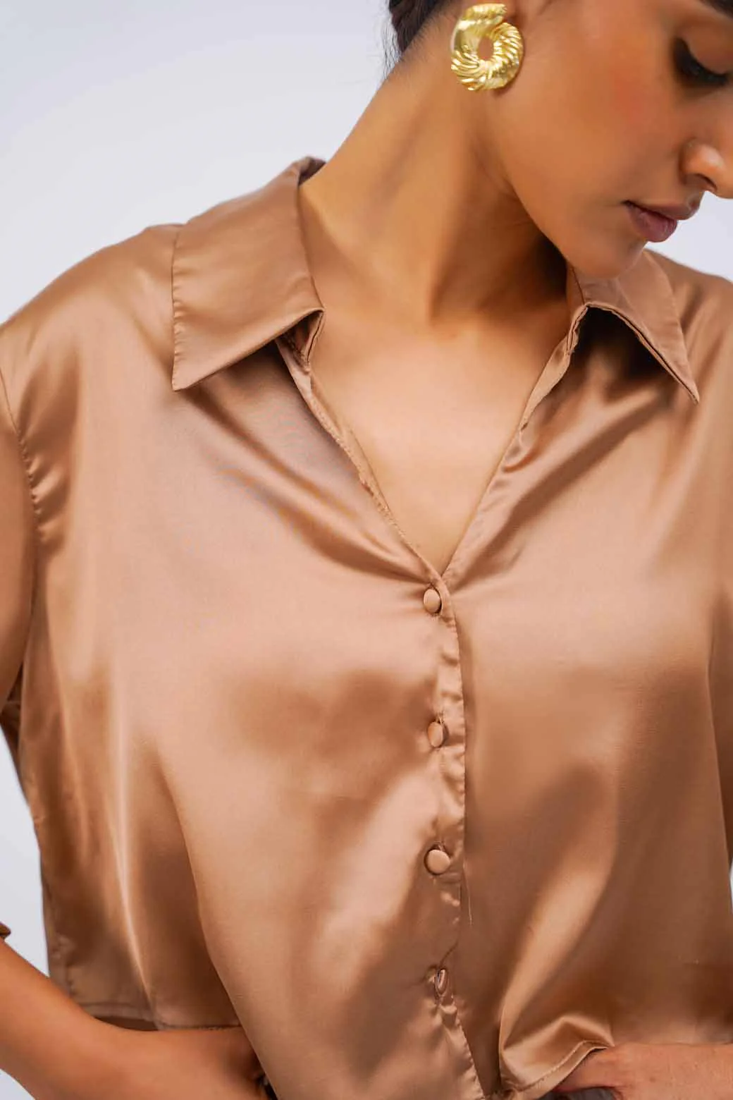 CROPPED SILK SHIRT - Image 6