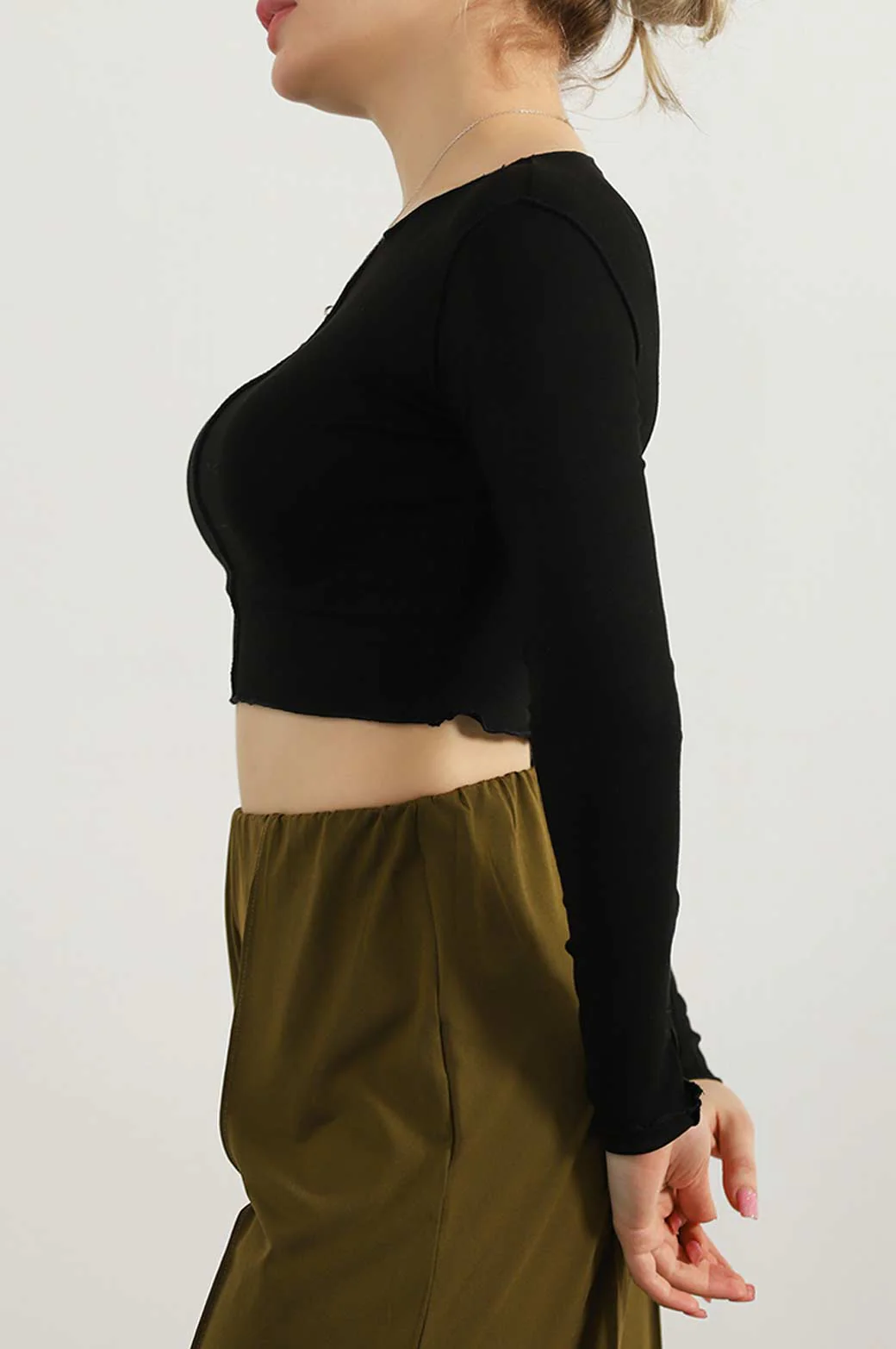 CROPPED T-SHIRT WITH PLEAT - Image 4