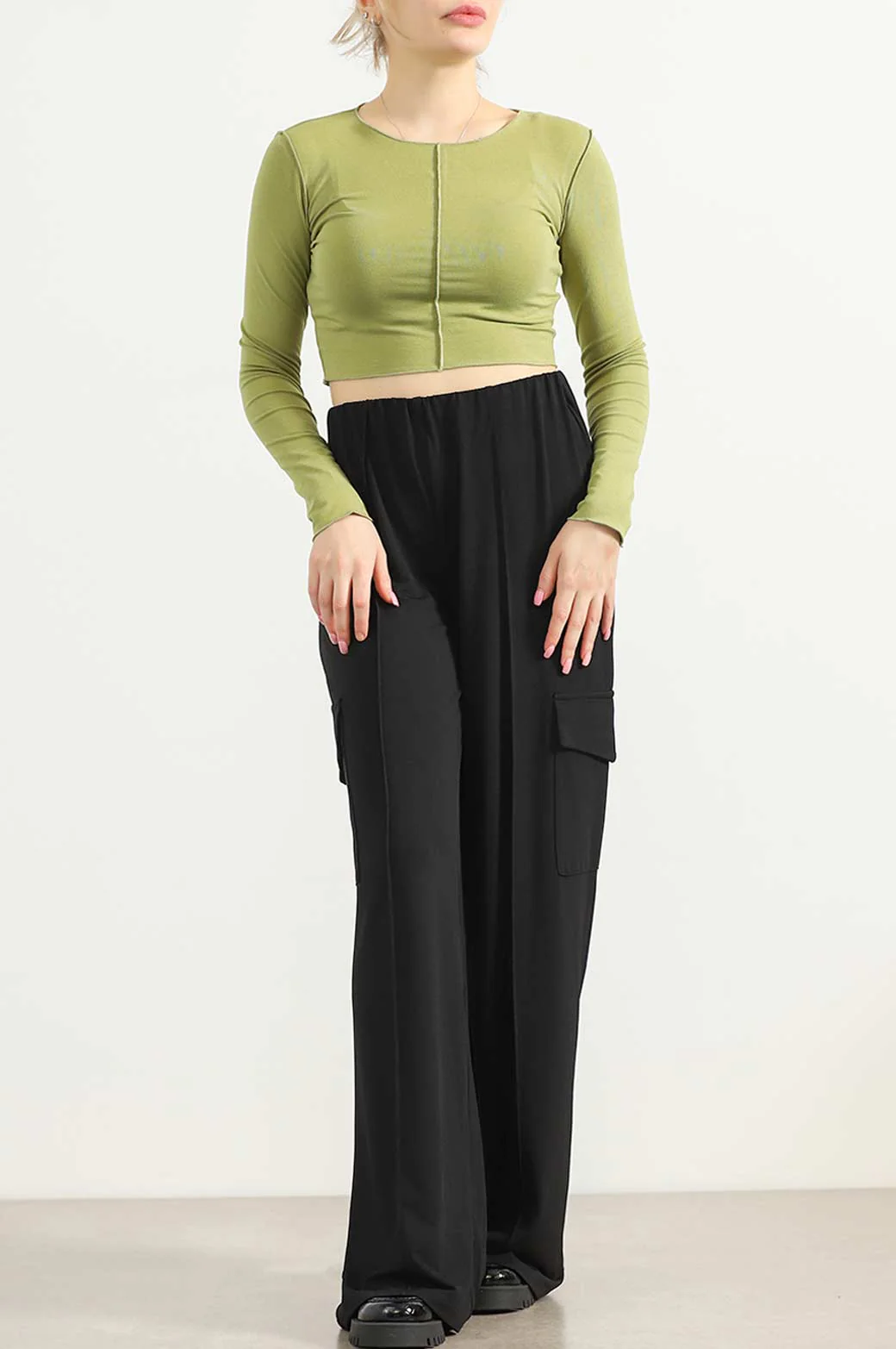 CROPPED T-SHIRT WITH PLEAT