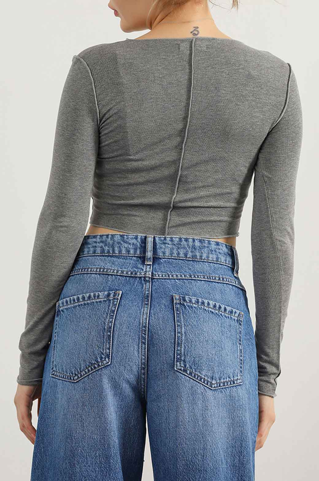 CROPPED T-SHIRT WITH PLEAT - Image 3