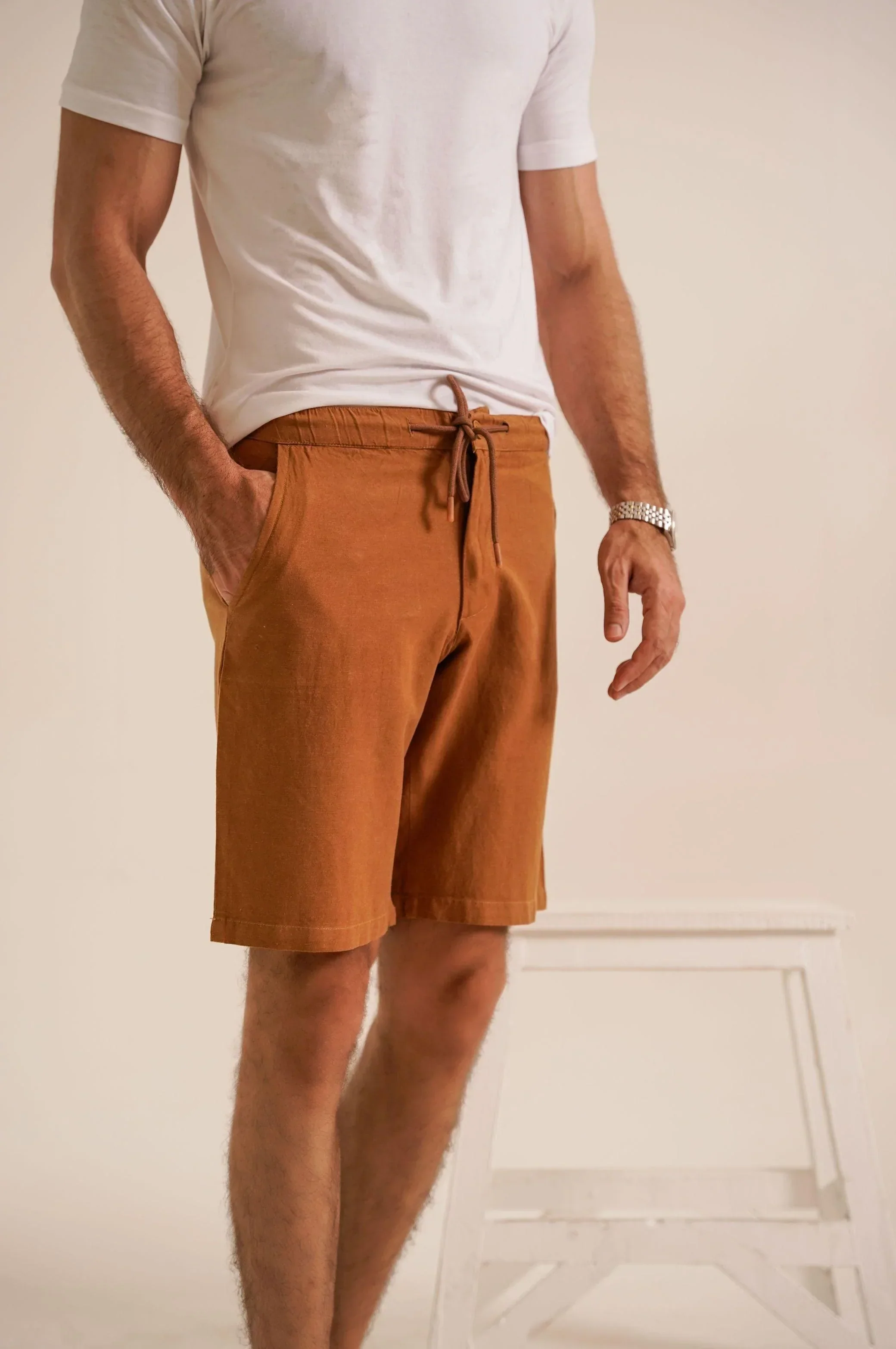 DRAWSTRING LINEN SHORTS - Image 5