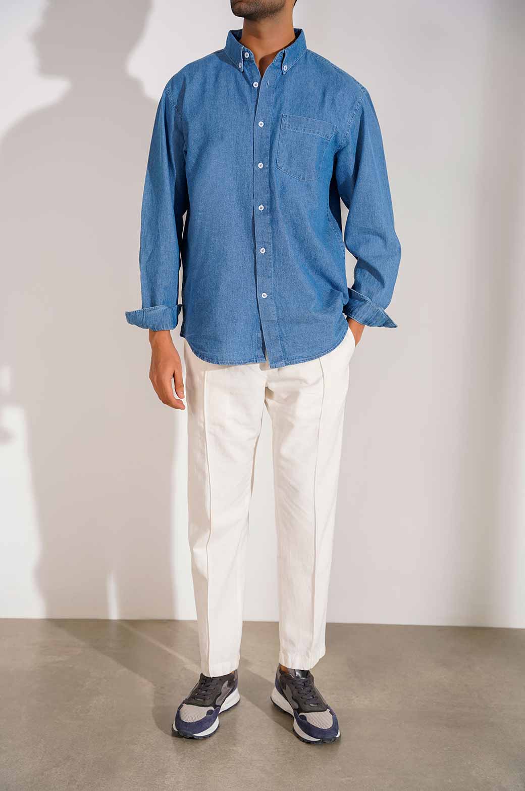 DENIM BUTTON DOWN SHIRT