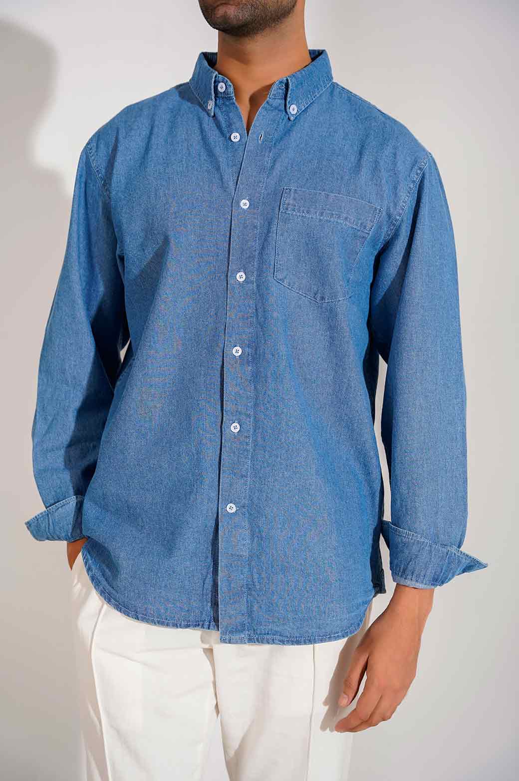 DENIM BUTTON DOWN SHIRT - Image 2