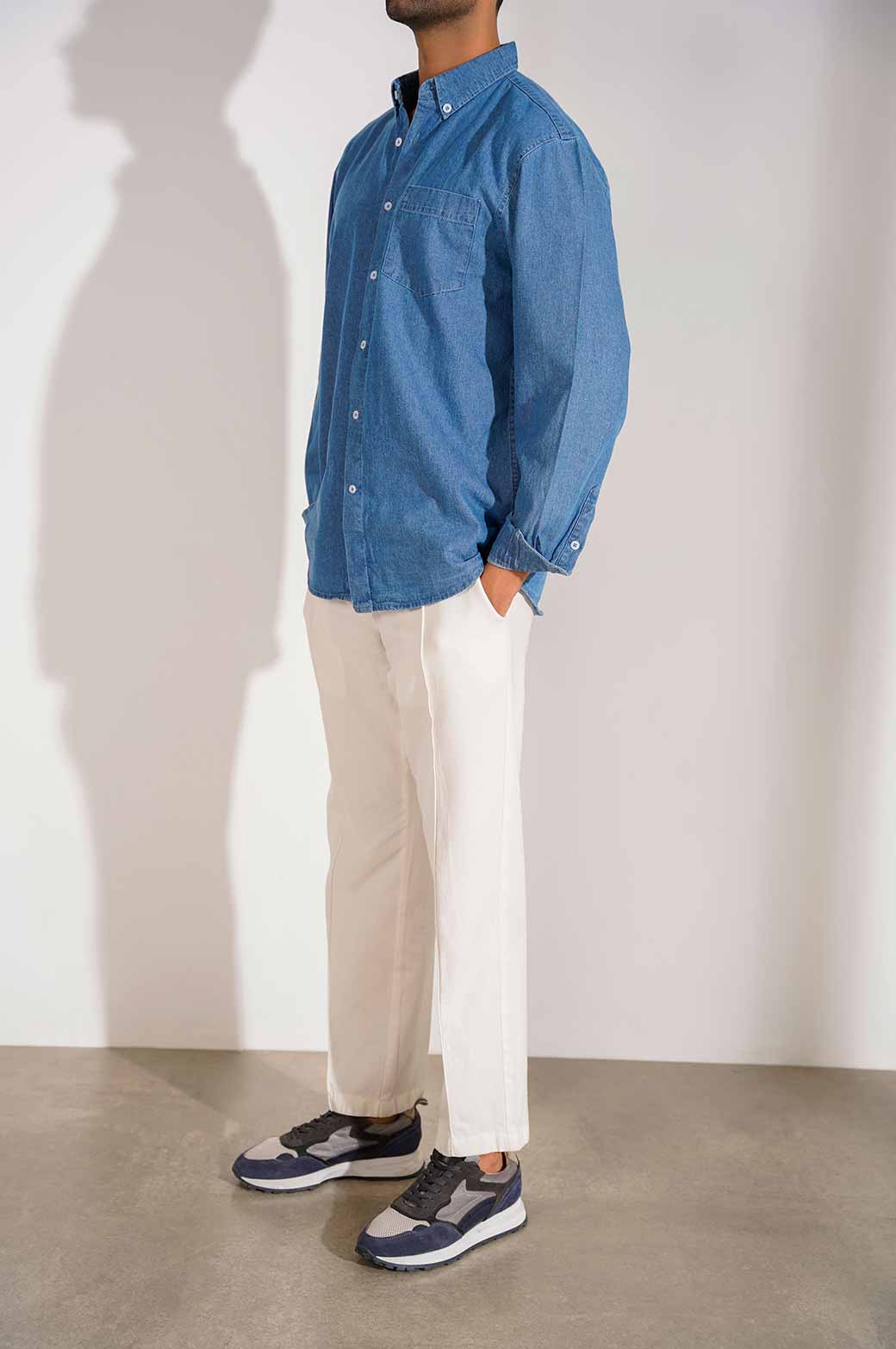 DENIM BUTTON DOWN SHIRT - Image 3