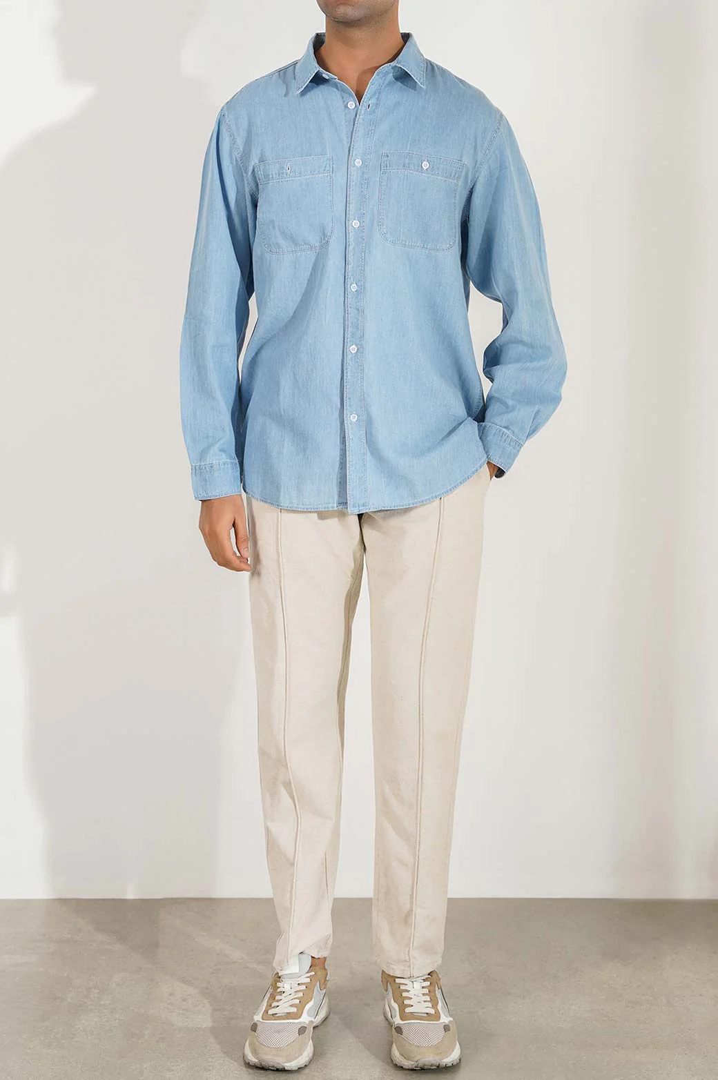 DENIM SHIRT WITH PATCH POCKETS