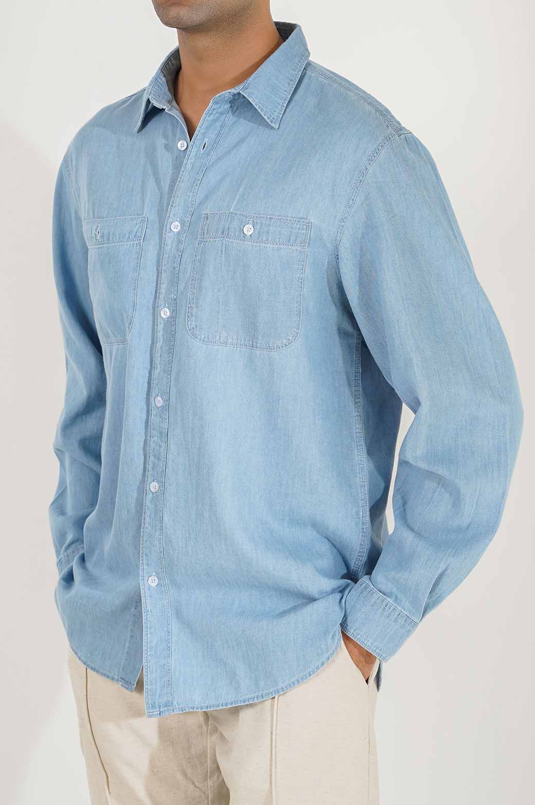 DENIM SHIRT WITH PATCH POCKETS - Image 2