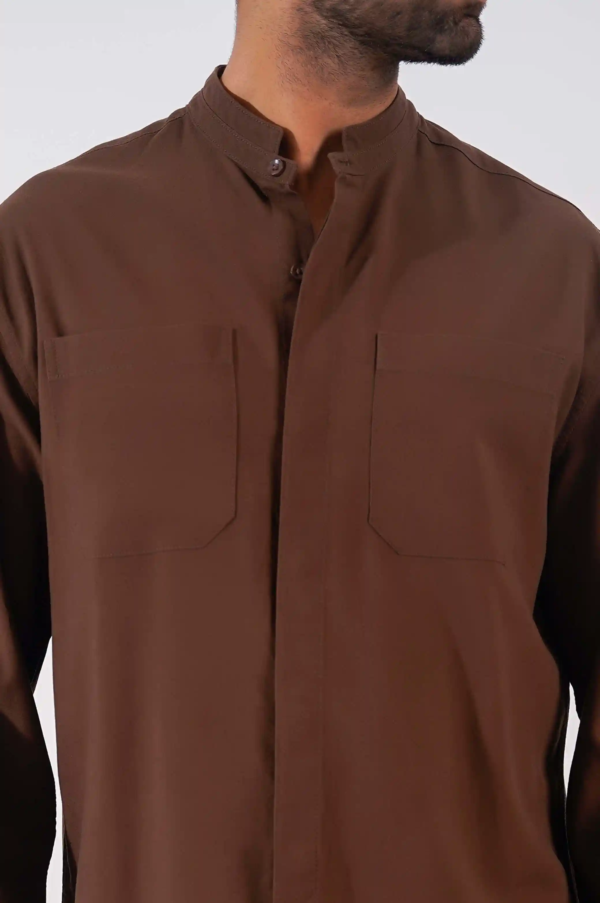 DOUBLE POCKET BAND COLLAR SHIRT - Image 2