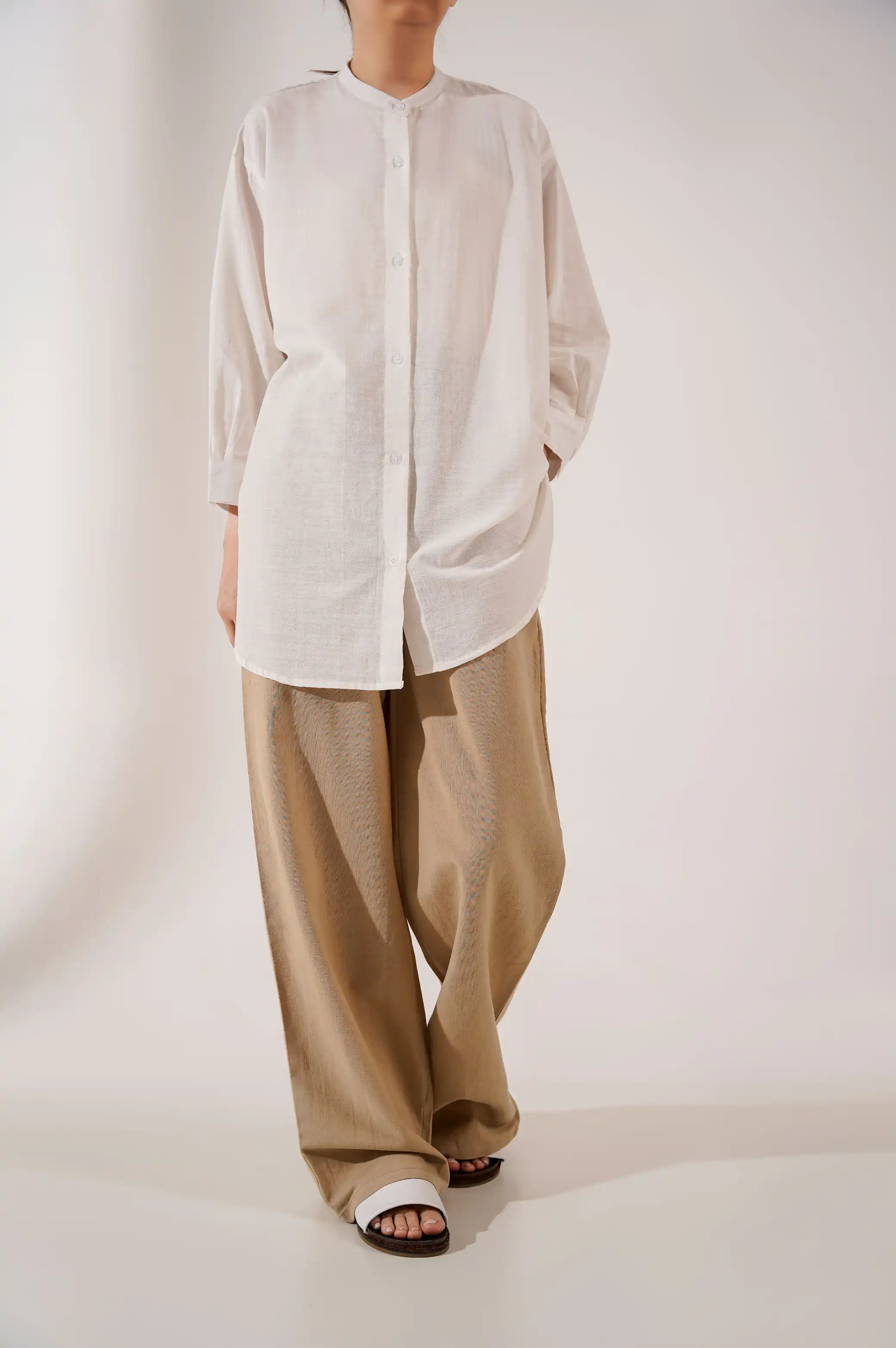 DRAWSTRING WIDE LEG PANTS