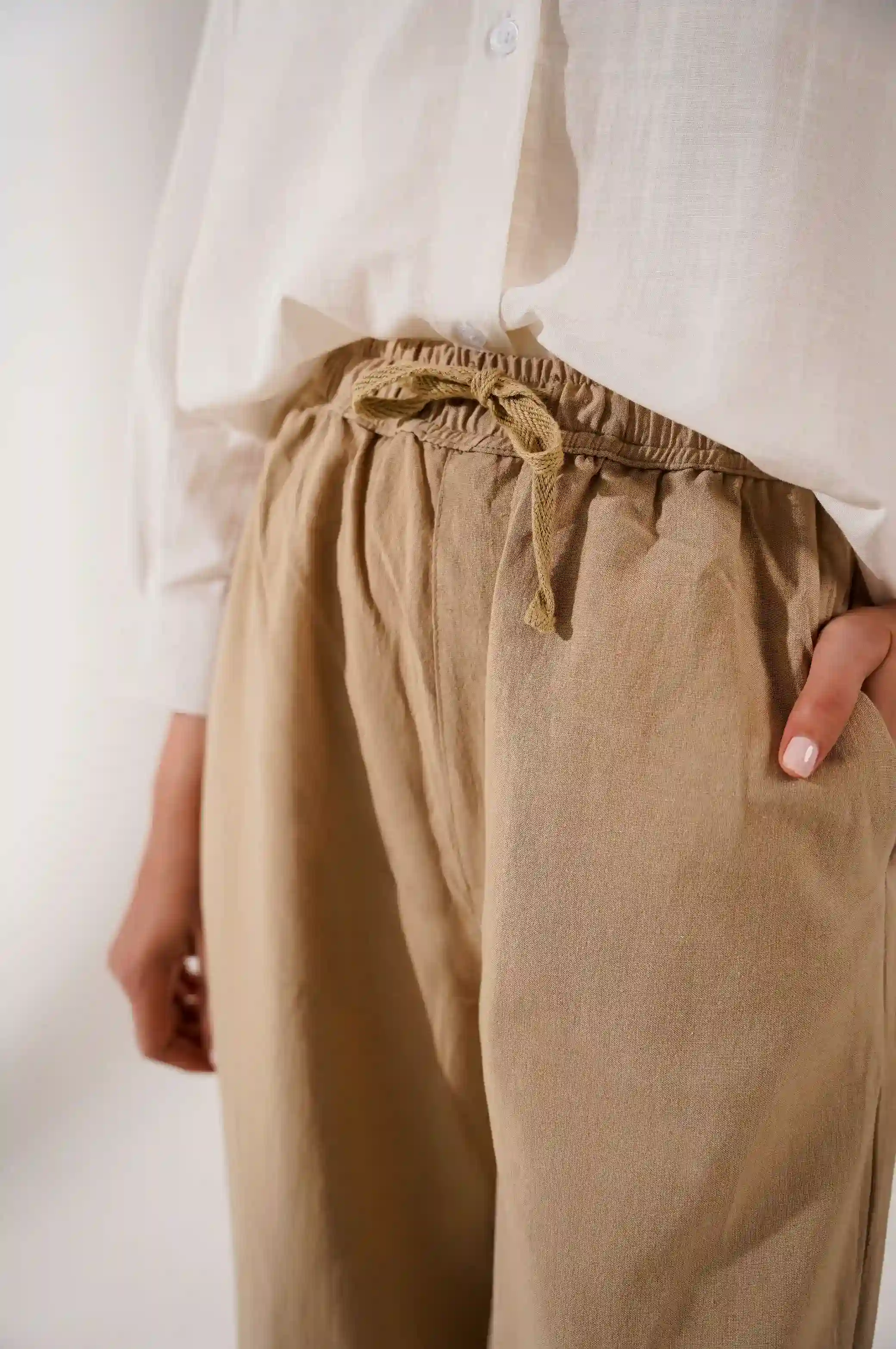 DRAWSTRING WIDE LEG PANTS - Image 3
