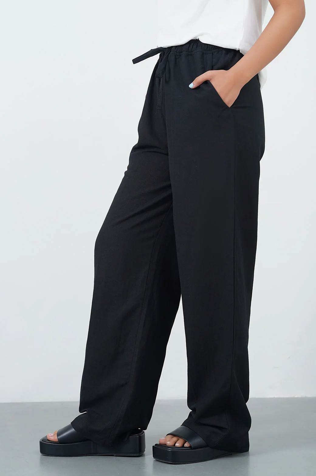 DRAWSTRING WIDE-LEG PANTS - Image 2