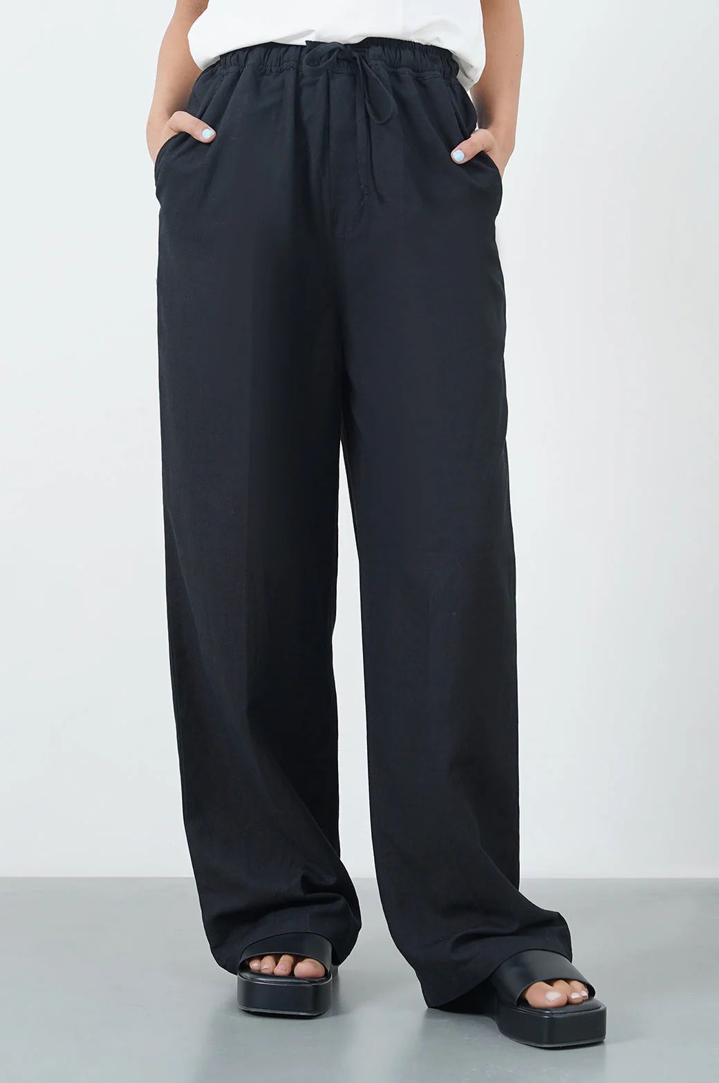 DRAWSTRING WIDE-LEG PANTS - Image 3