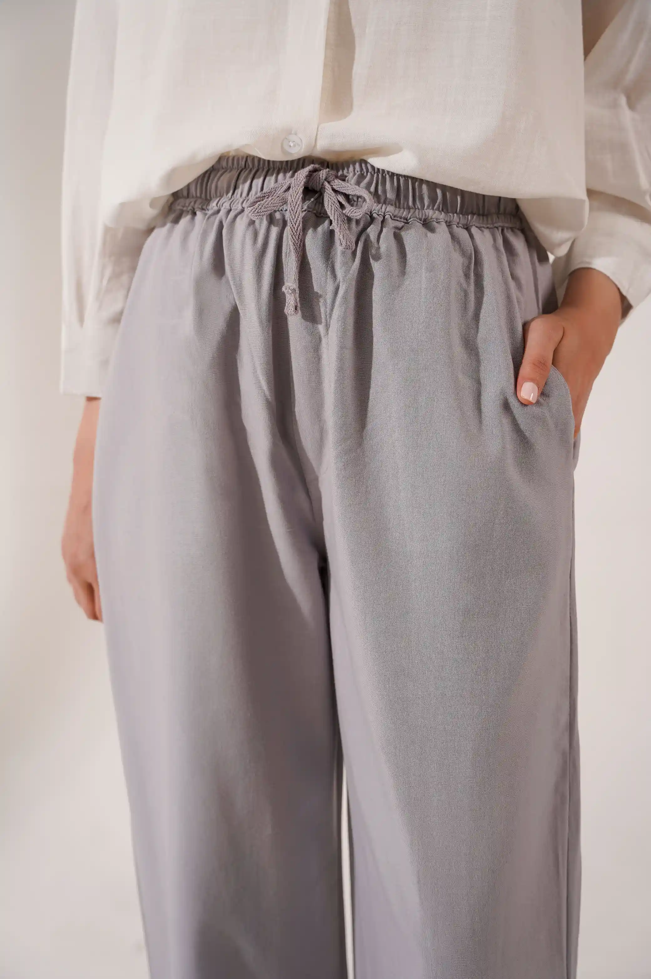 DRAWSTRING WIDE LEG PANTS - Image 4