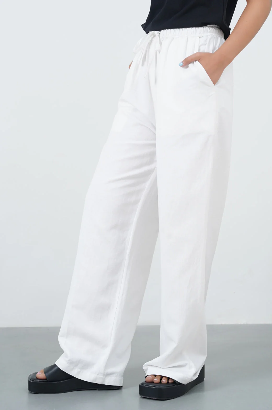 DRAWSTRING WIDE LEG PANTS - Image 3