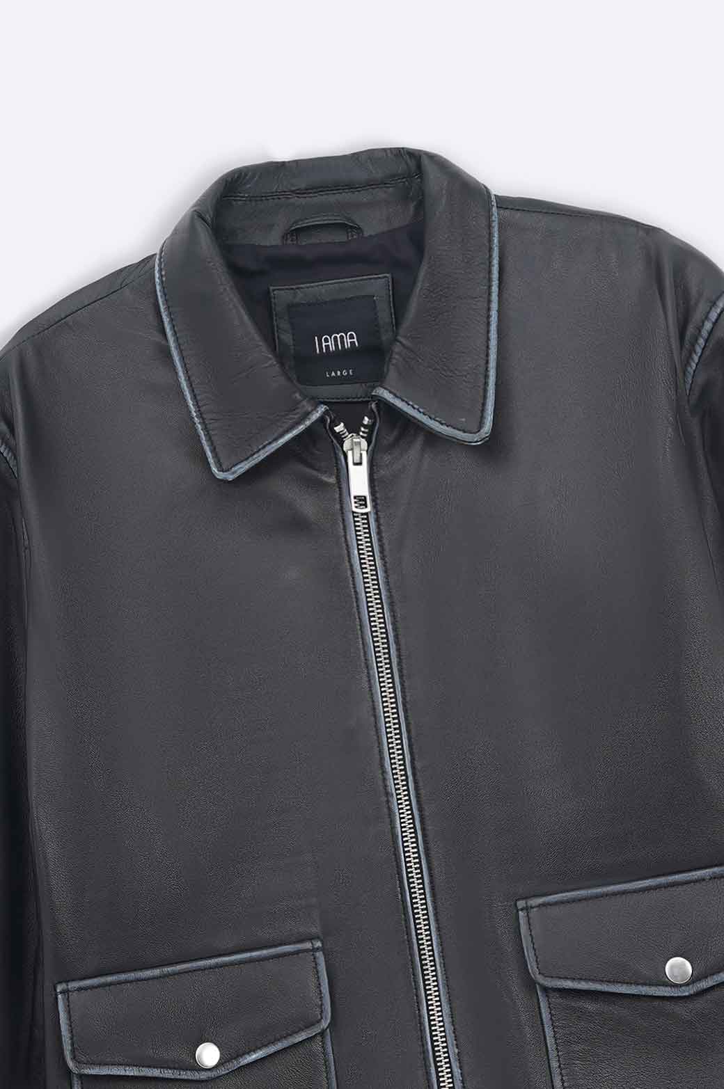 FADDED EFFECT LEATHER JACKET - Image 6
