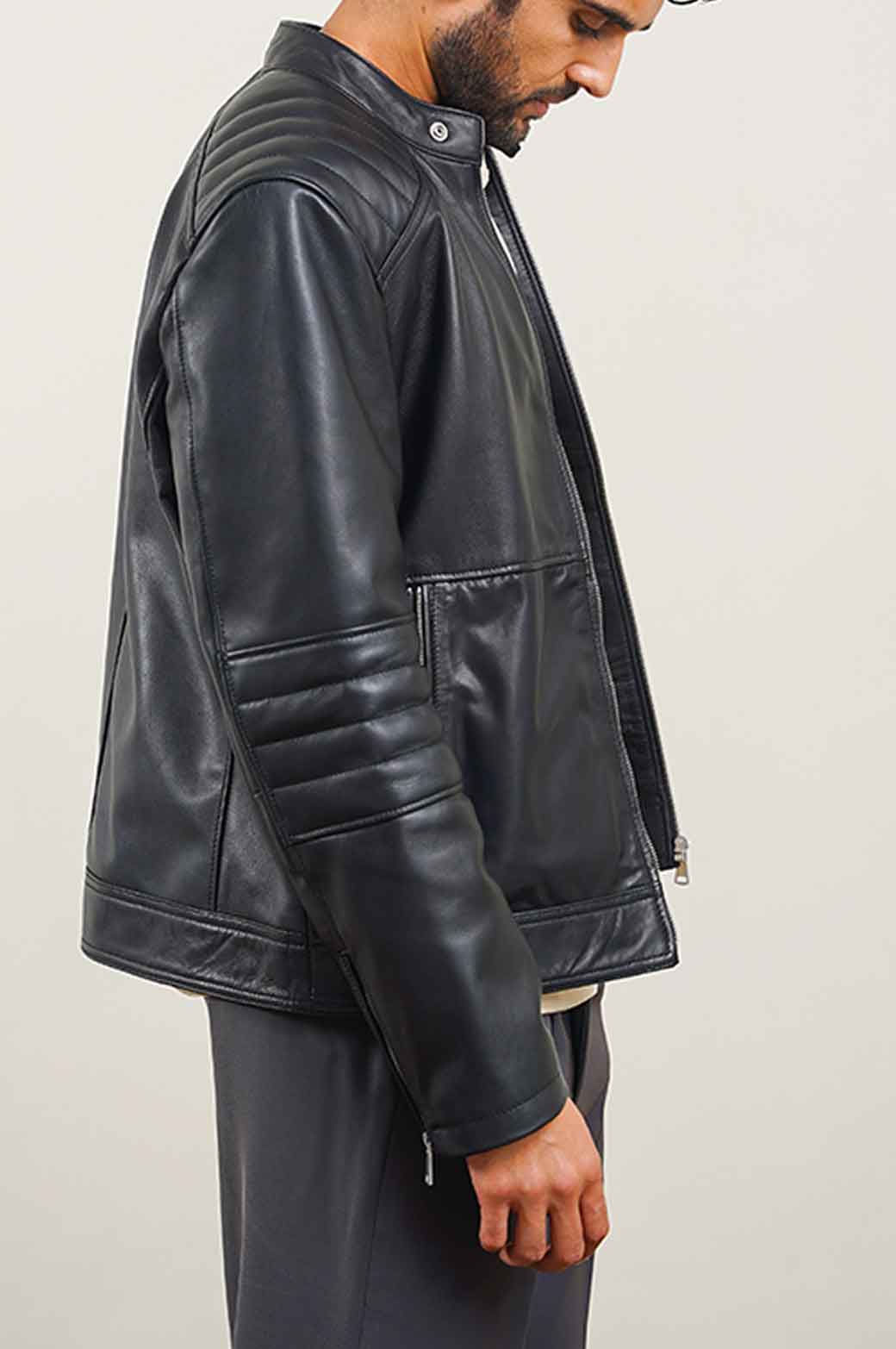 LEATHER BIKER JACKET - Image 3