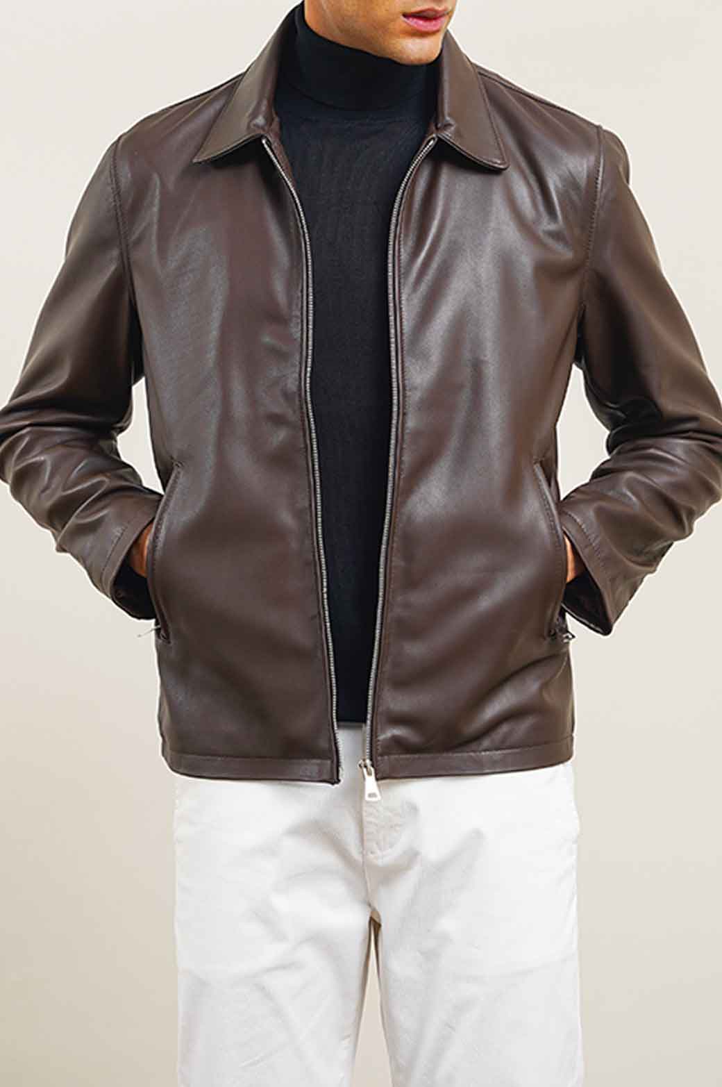 LEATHER ZIP-UP JACKET