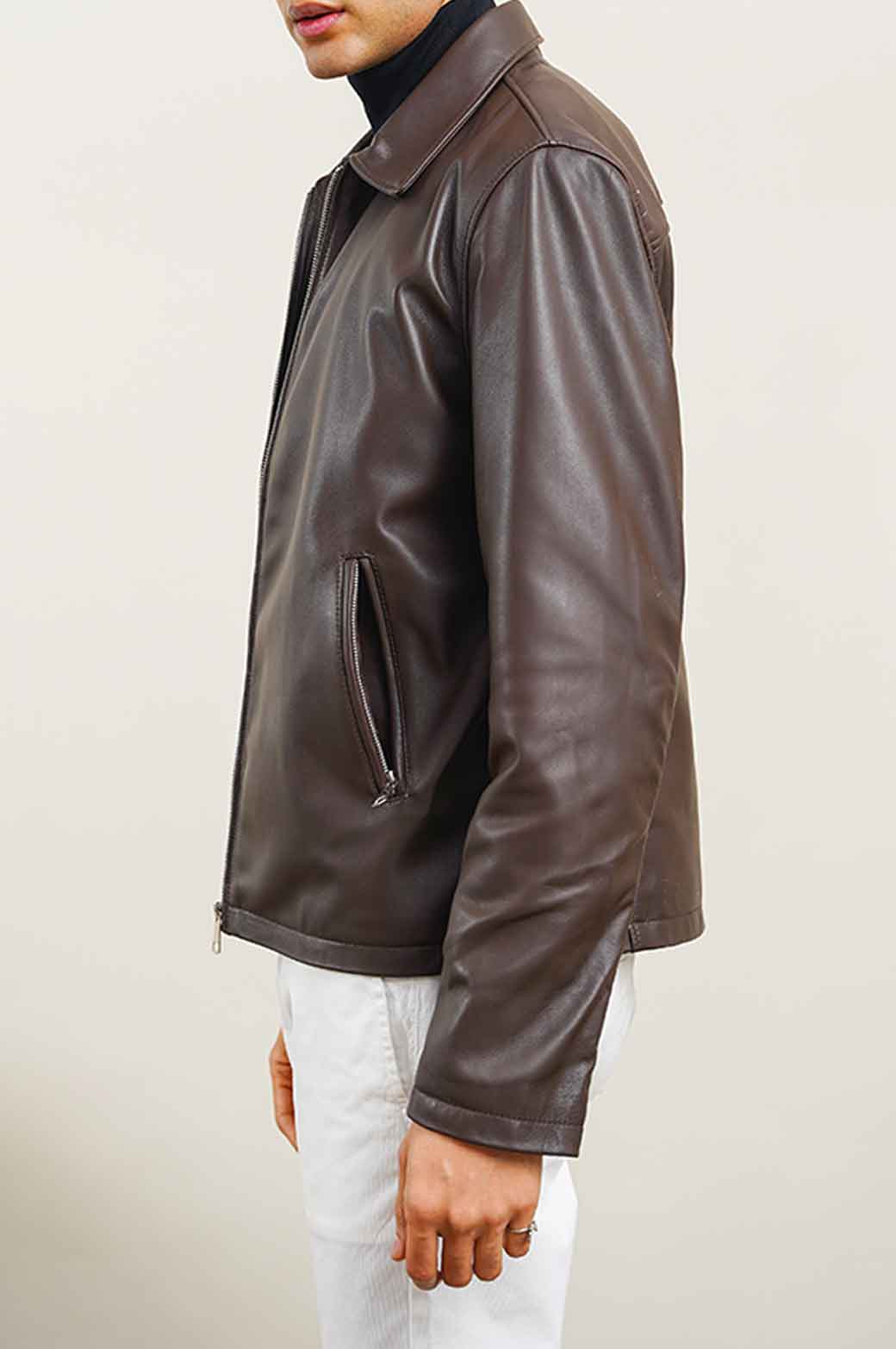 LEATHER ZIP-UP JACKET - Image 3