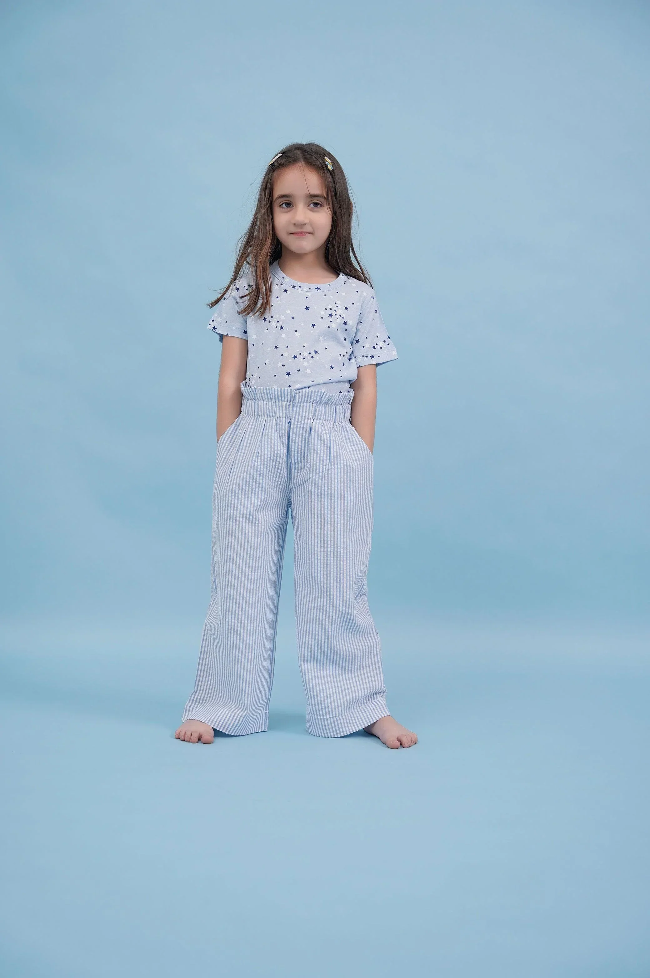 PINSTRIPE PAPER BAG PANTS