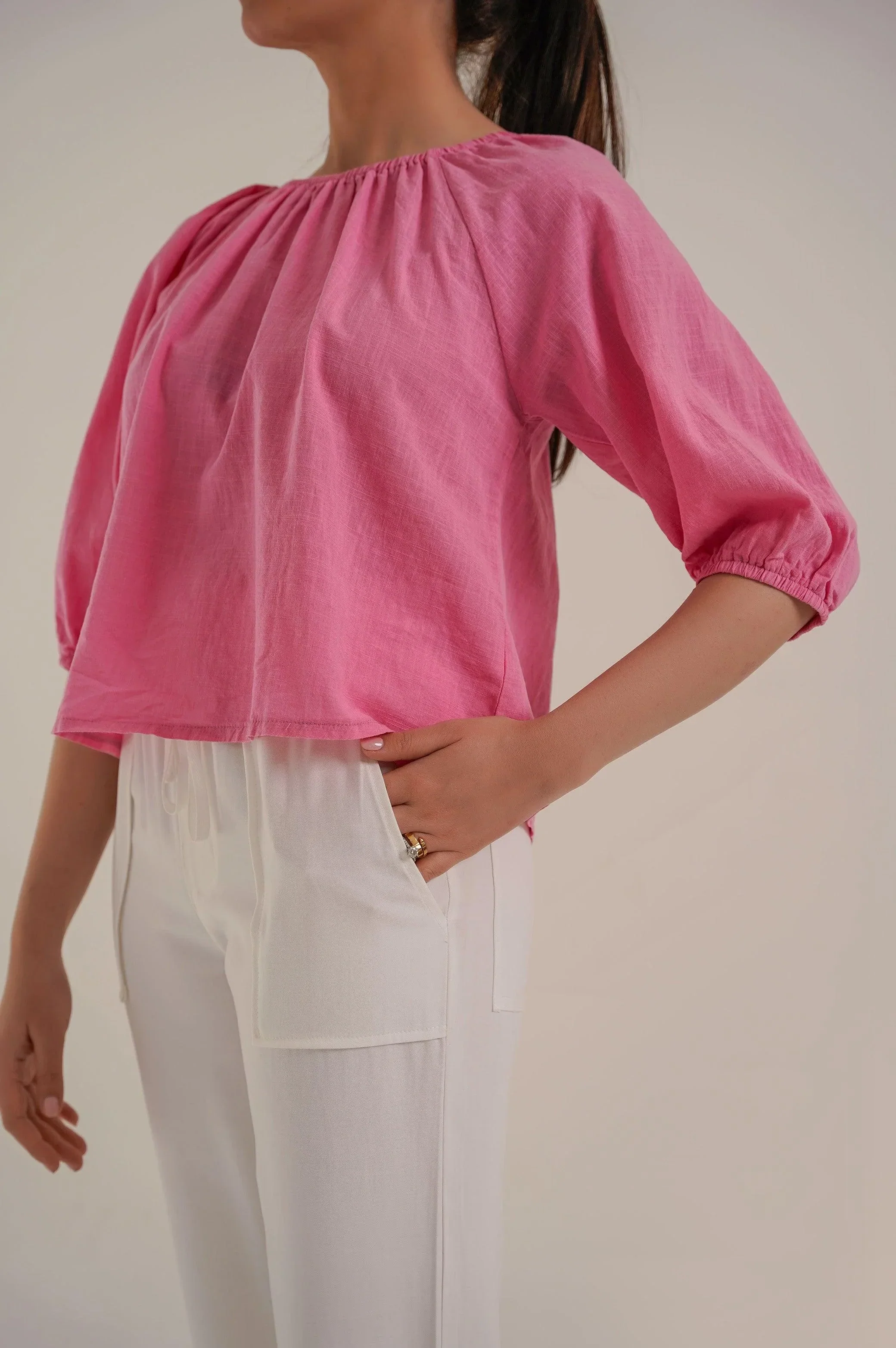 RUCHED COTTON TOP