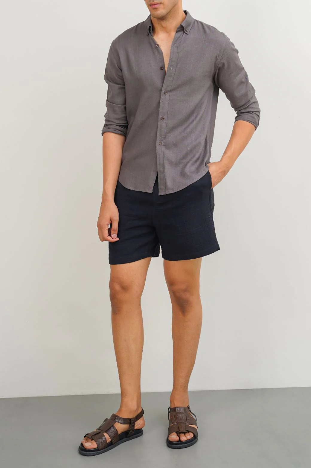 LINEN BUTTON COLLAR SHIRT - Image 3