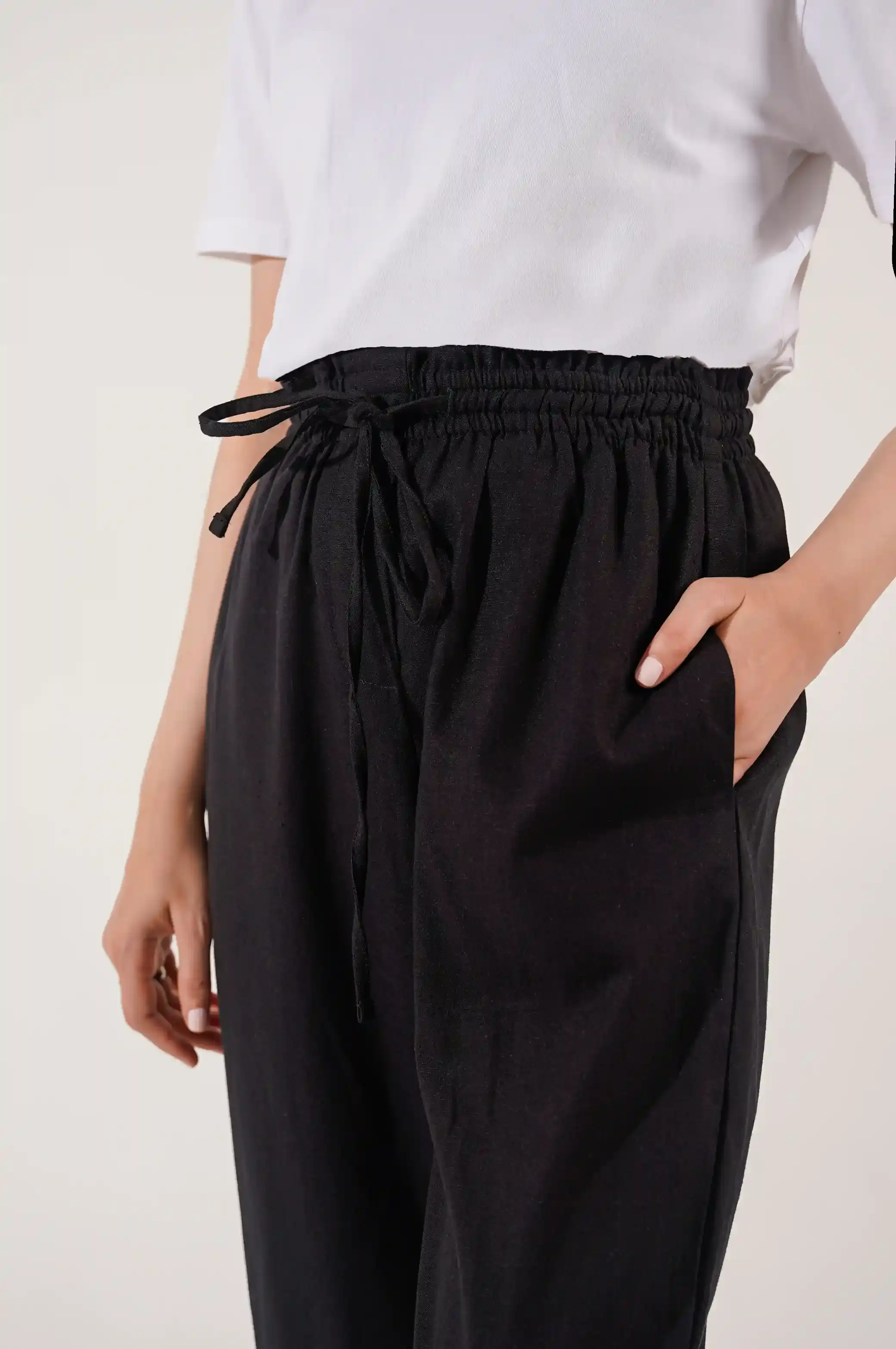 LINEN PAPERBAG PANTS - Image 2