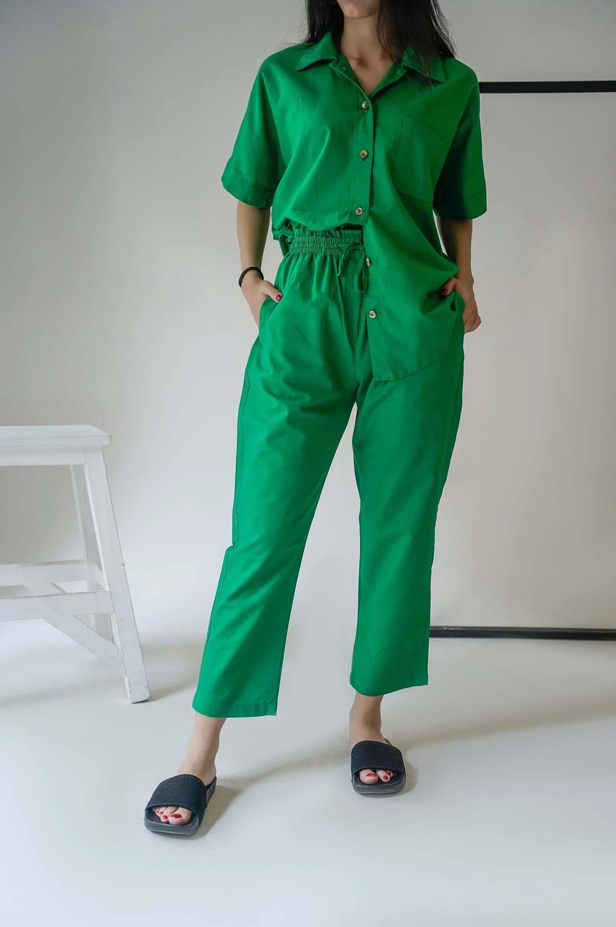 LINEN PAPERBAG PANTS