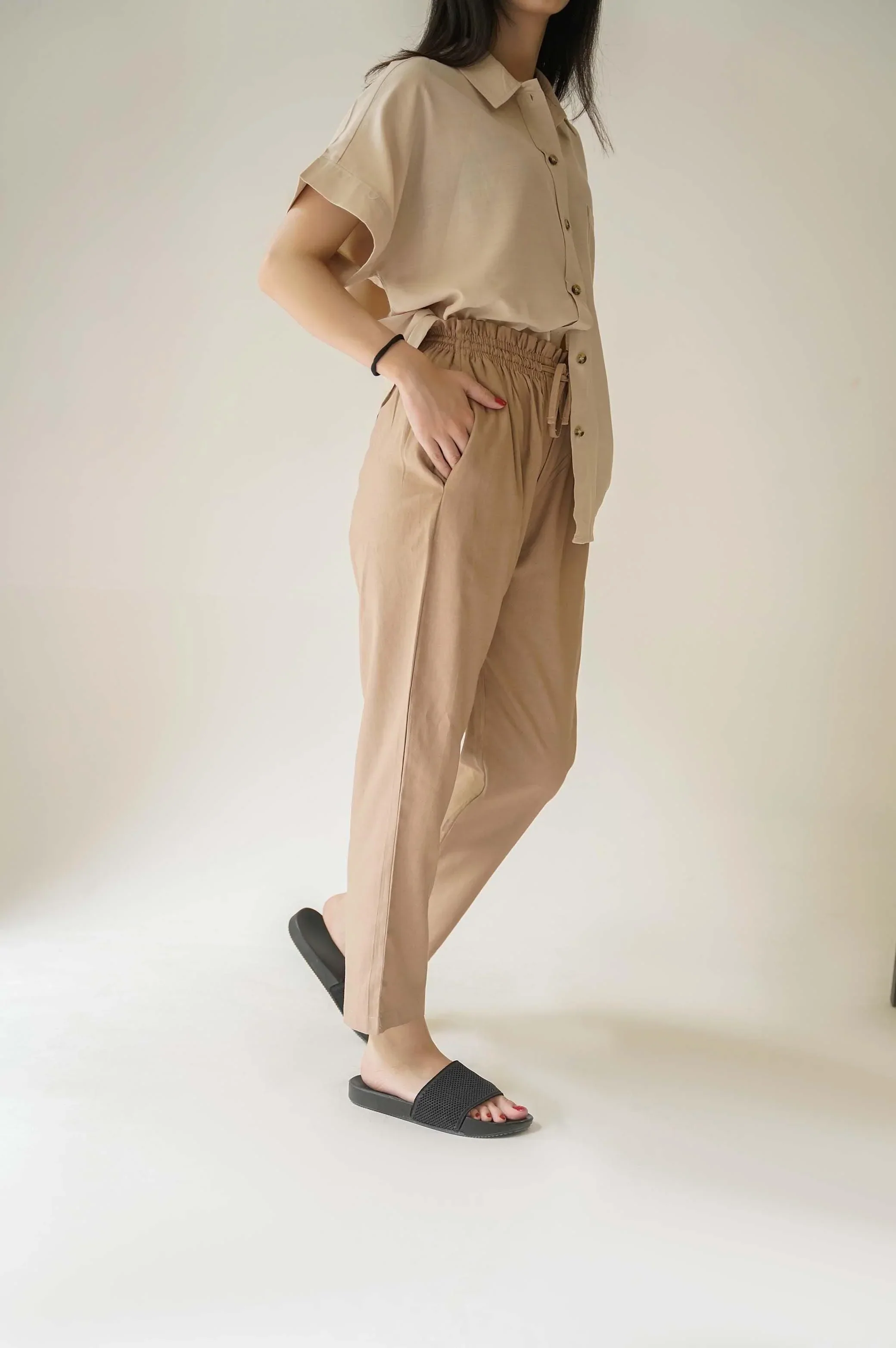 LINEN PAPERBAG PANTS