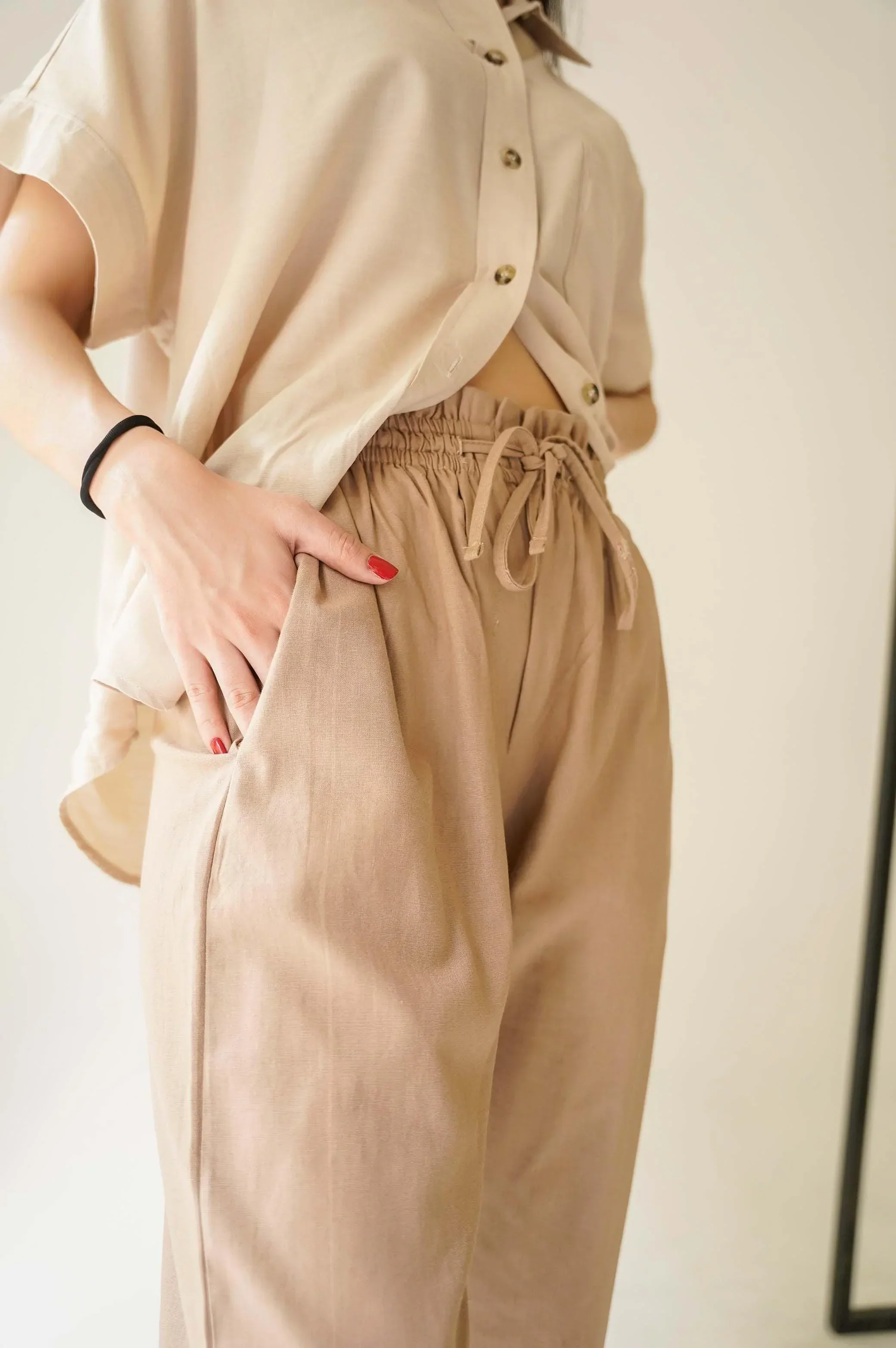 LINEN PAPERBAG PANTS - Image 2