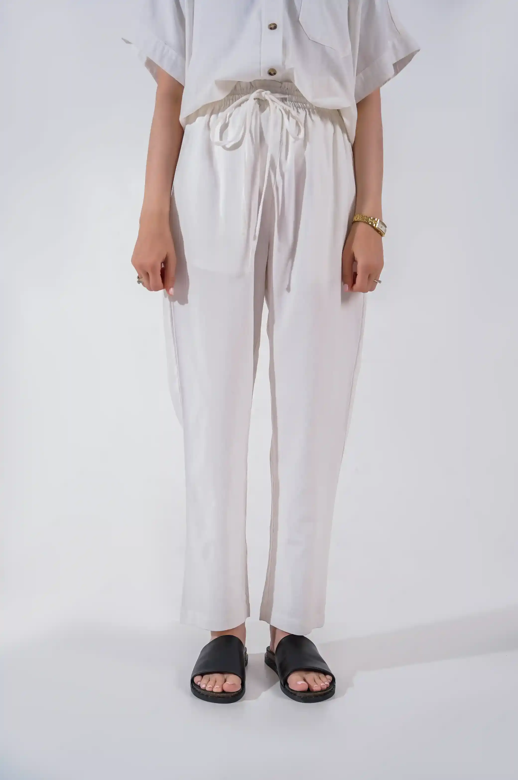 LINEN PAPERBAG PANTS