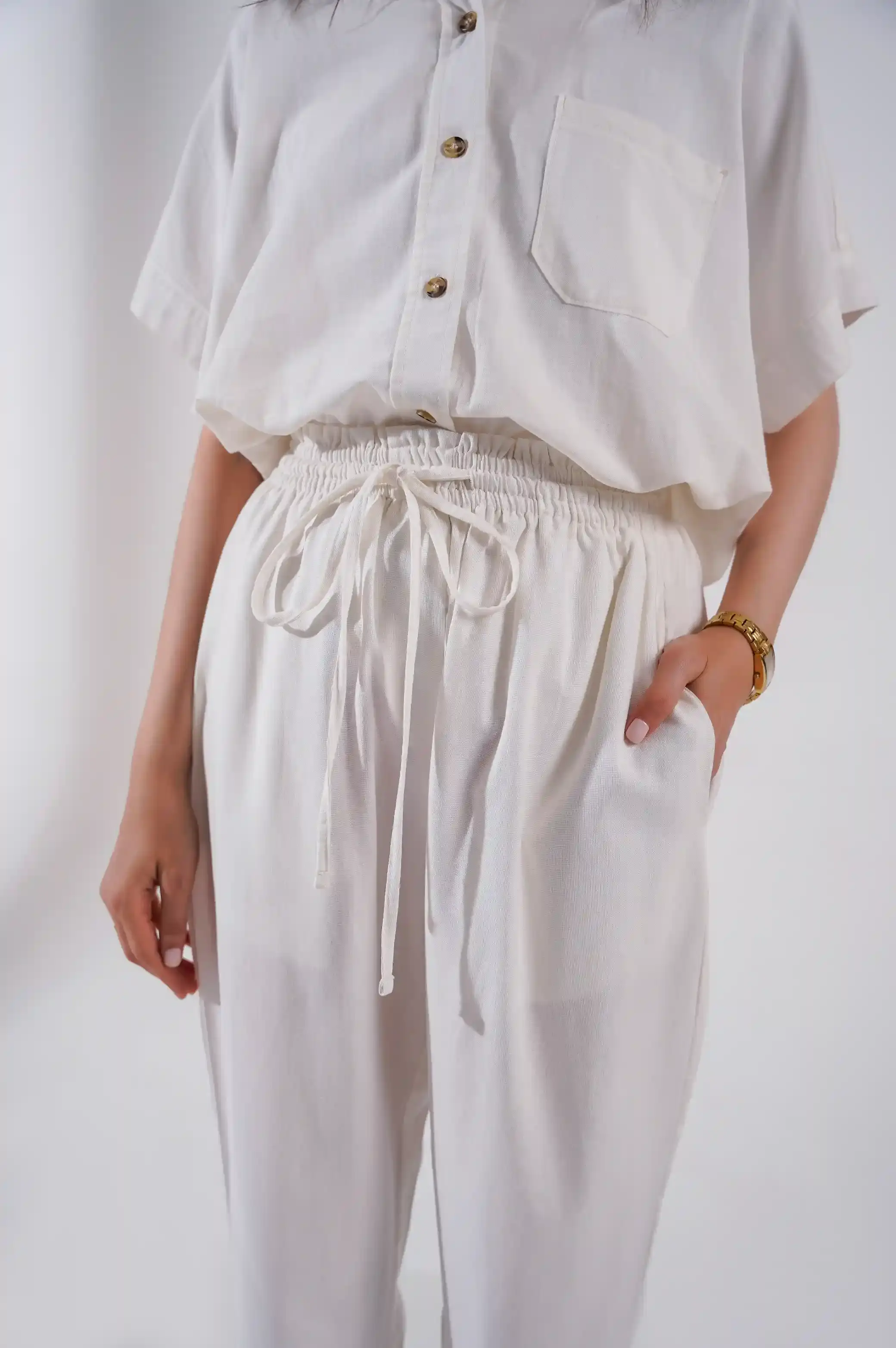 LINEN PAPERBAG PANTS - Image 2