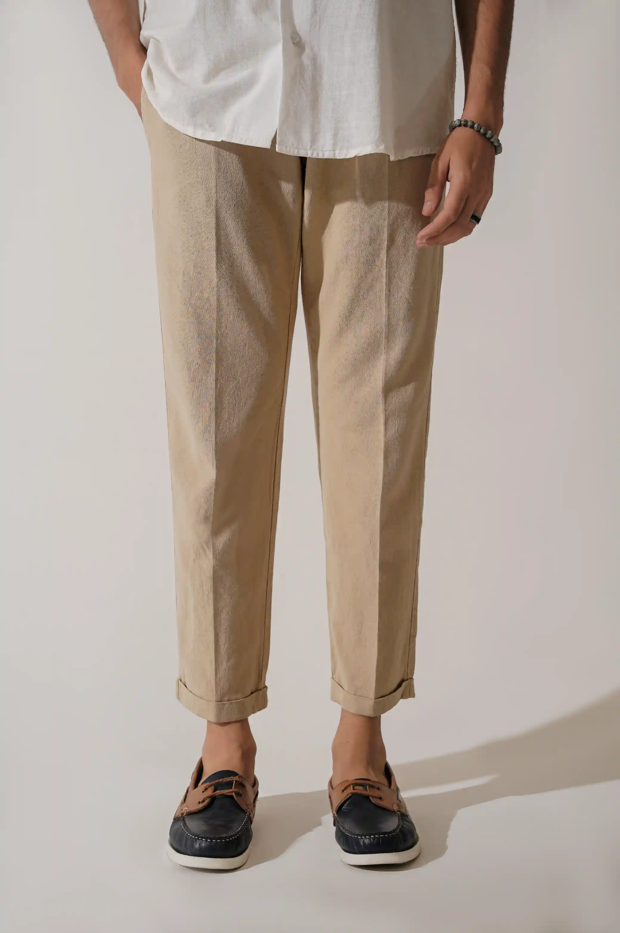 LINEN TURN-UP PANTS