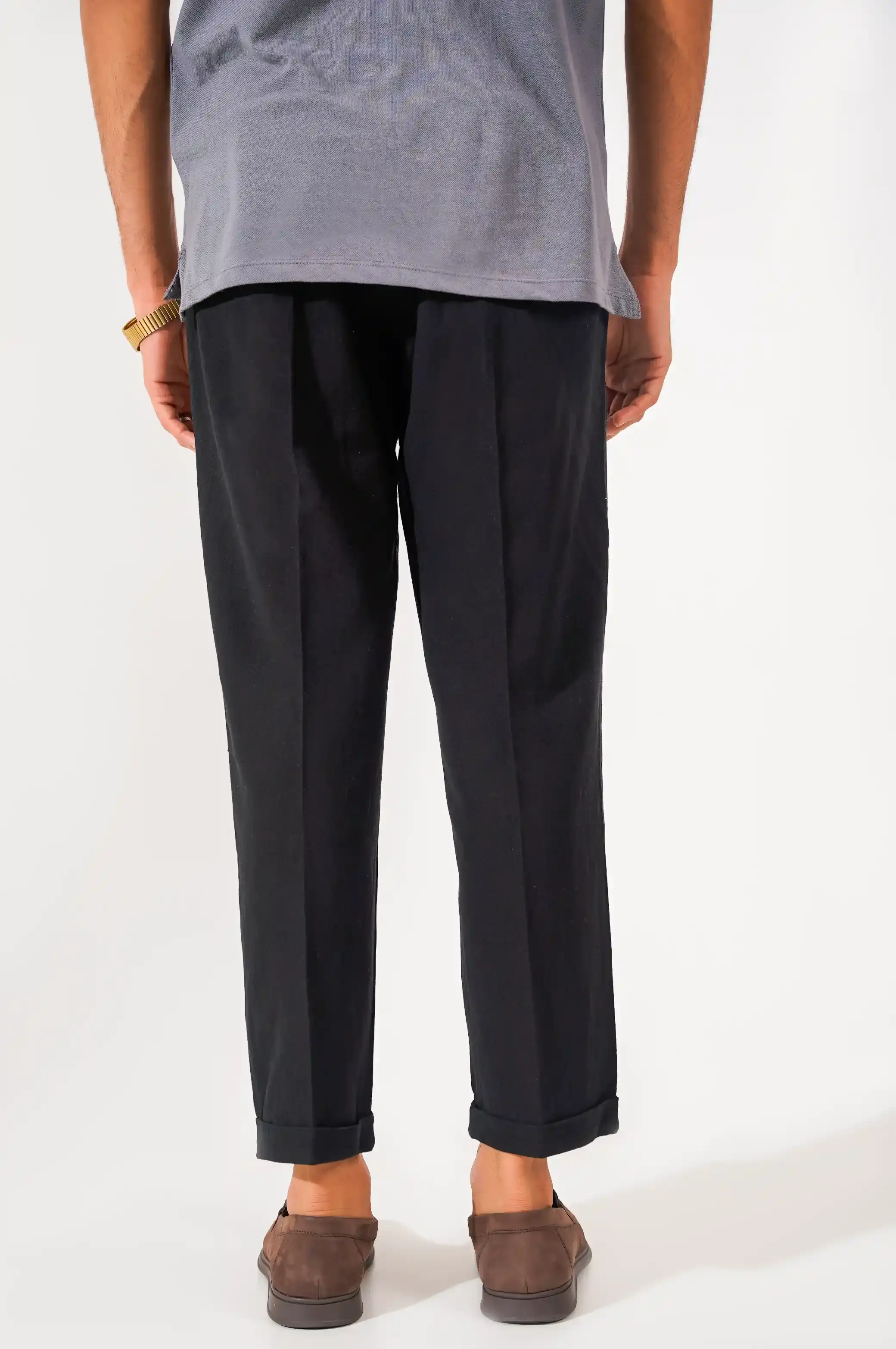LINEN TURN-UP PANTS - Image 4