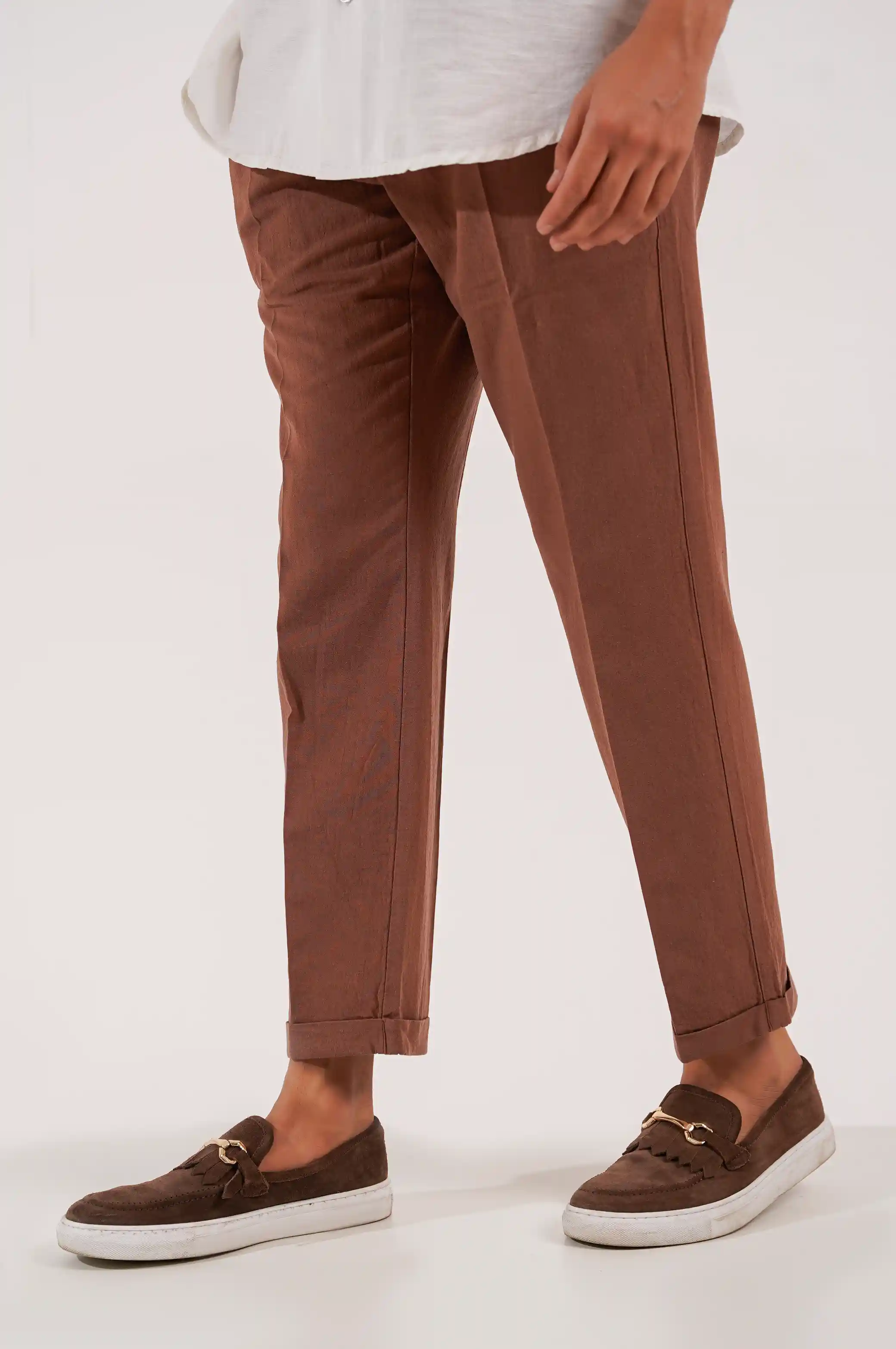 LINEN TURN-UP PANTS - Image 4