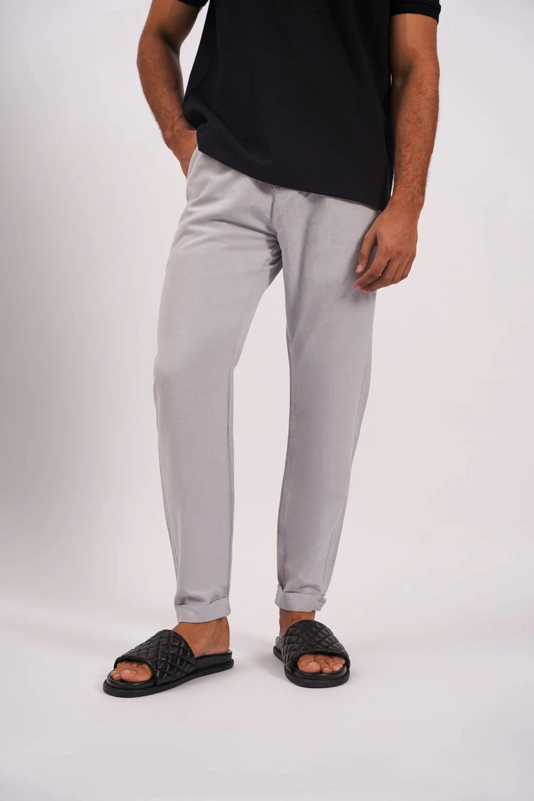 LINEN TURN-UP PANTS - Image 3