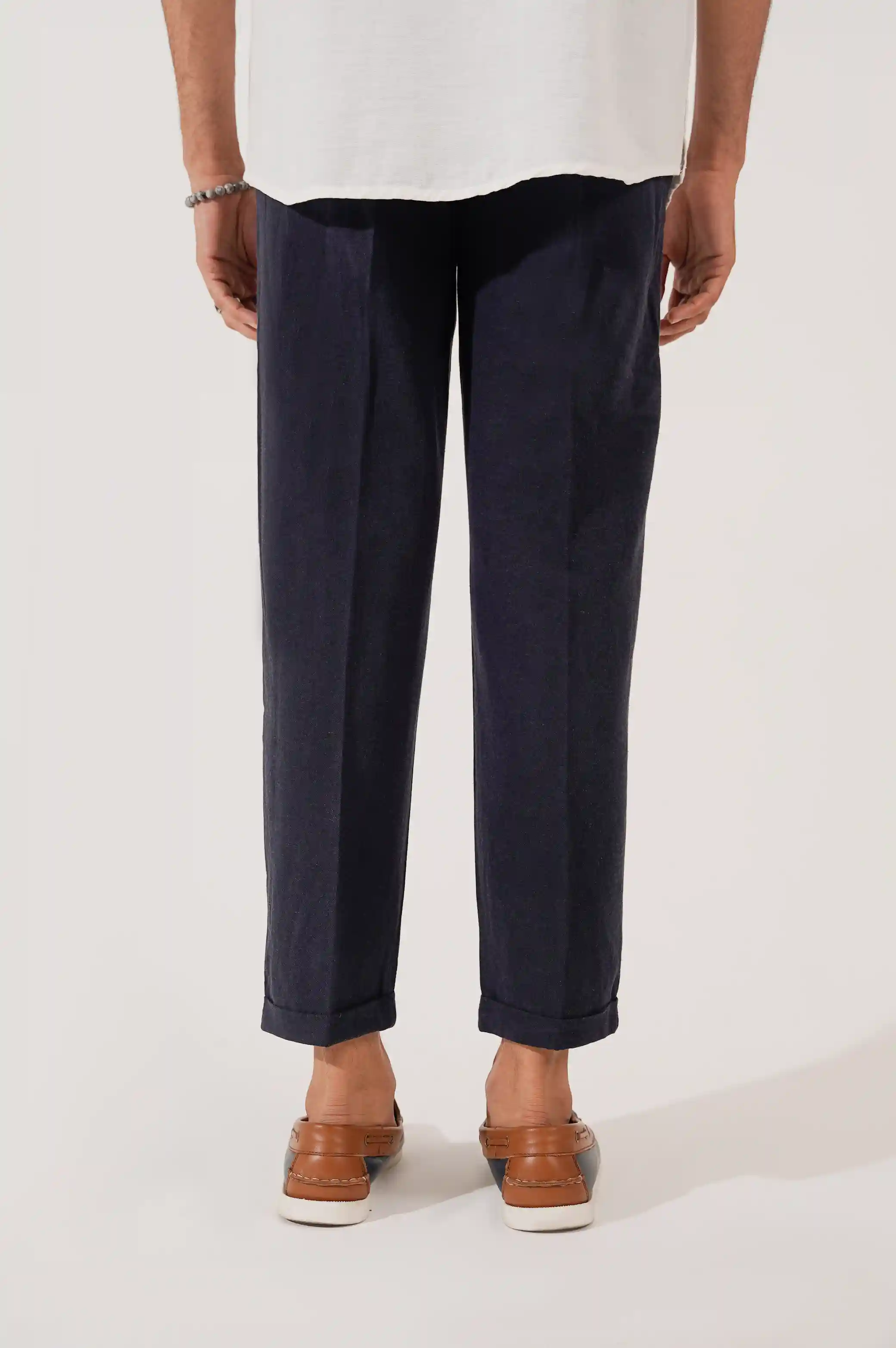 LINEN TURN-UP PANTS - Image 4