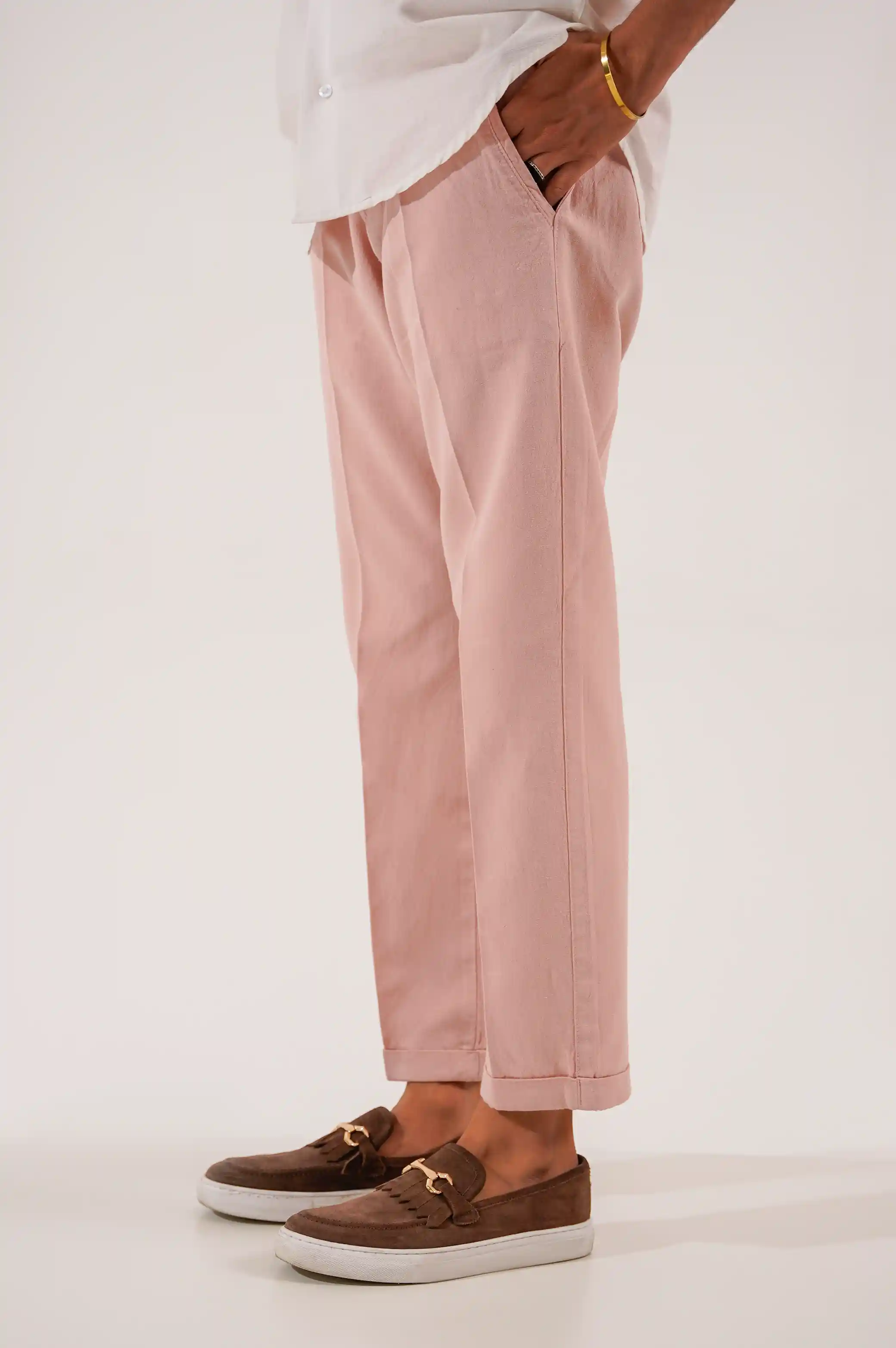 LINEN TURN-UP PANTS - Image 3