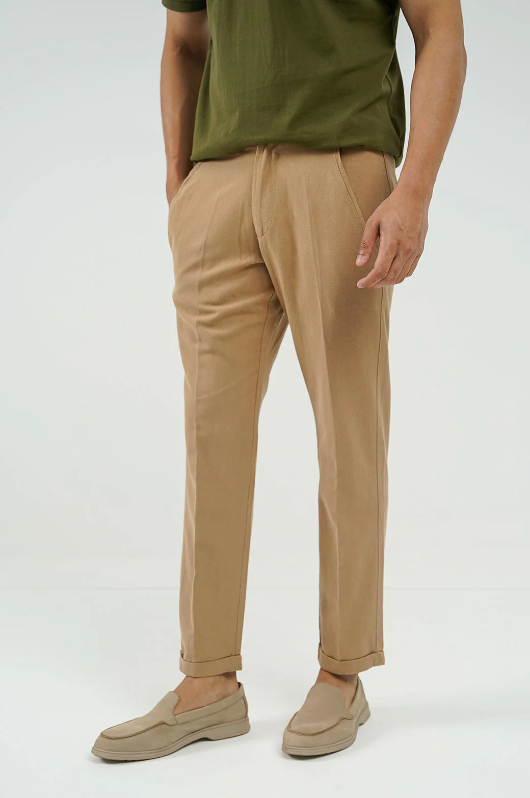 LINEN TURN-UP PANTS